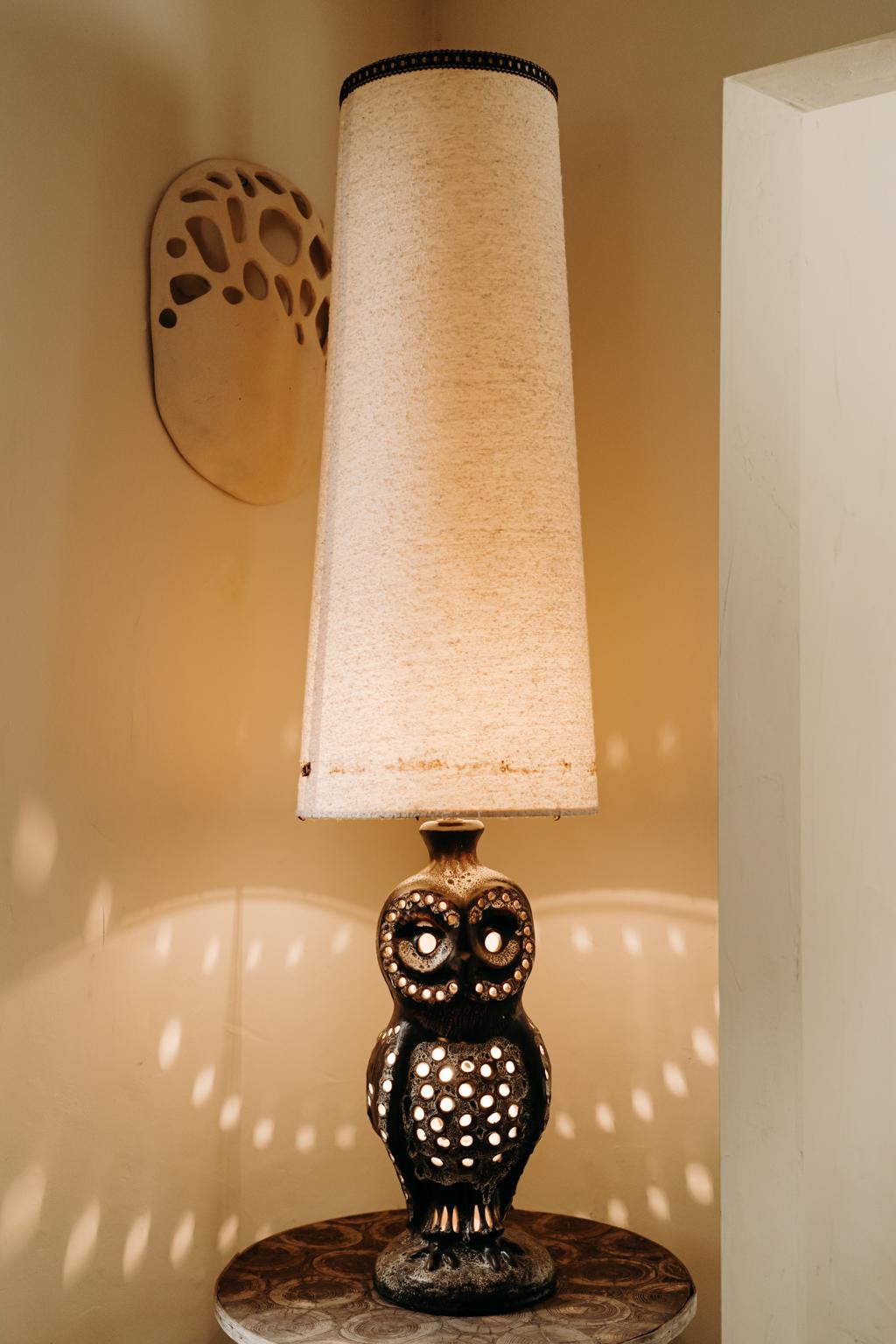 1950's Ceramic Owl Lamp 10