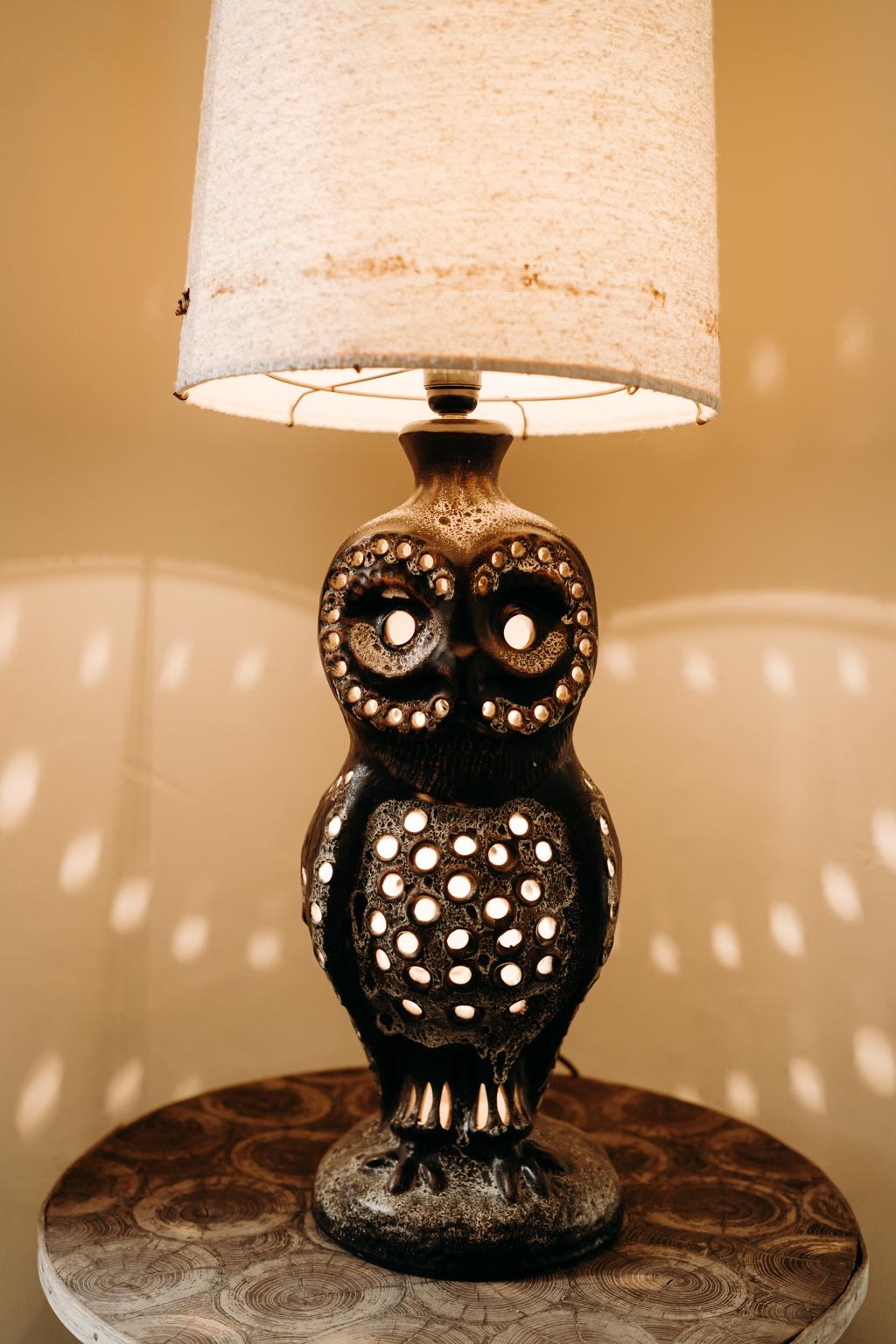 1950's Ceramic Owl Lamp 12
