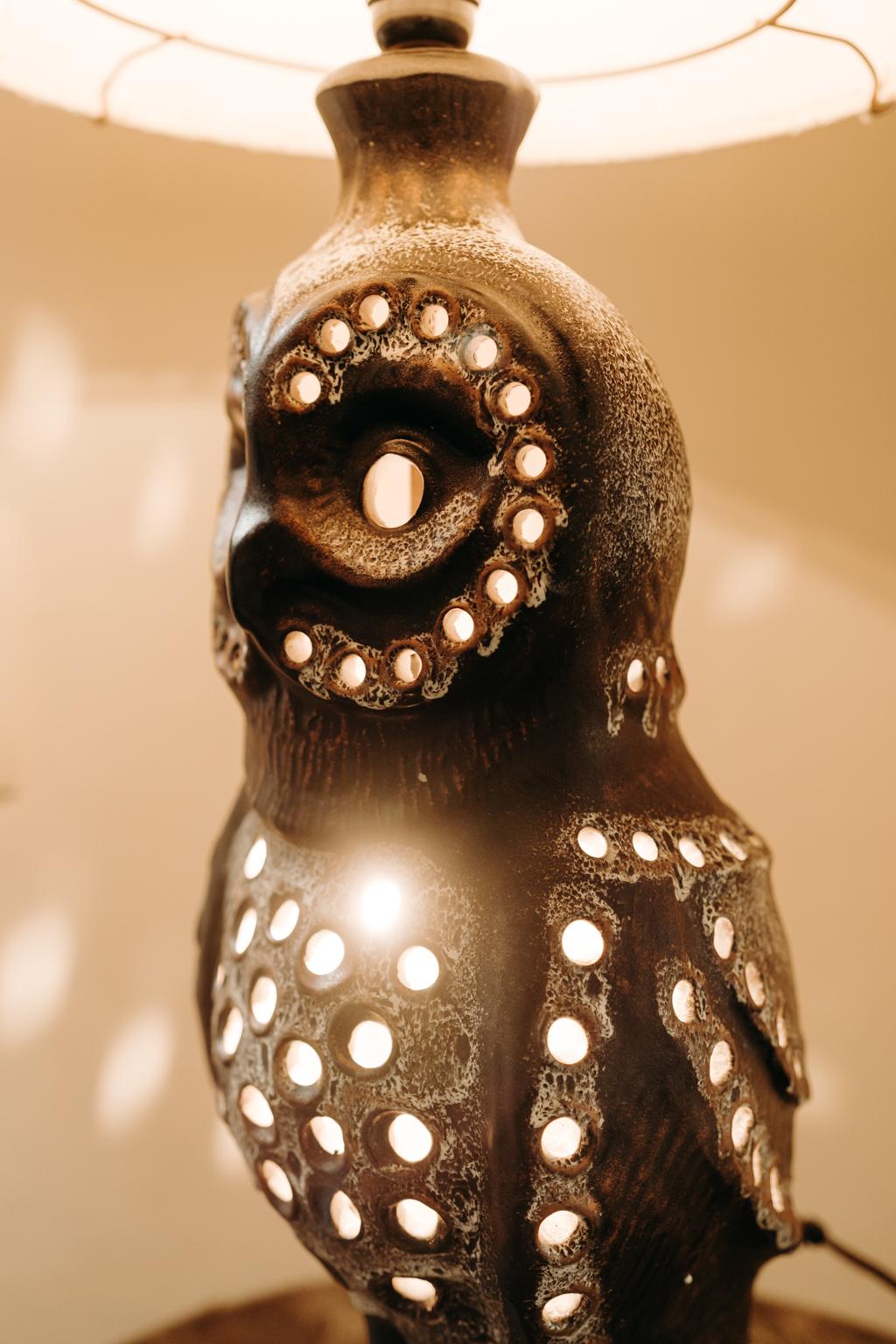 1950's Ceramic Owl Lamp 13