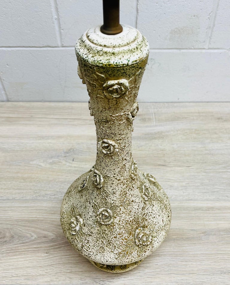 1950s Ceramic Rose Designed Table Lamp For Sale at 1stDibs