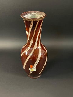 Handbemalte Keramikvase mit Signatur aus den 1950er Jahren