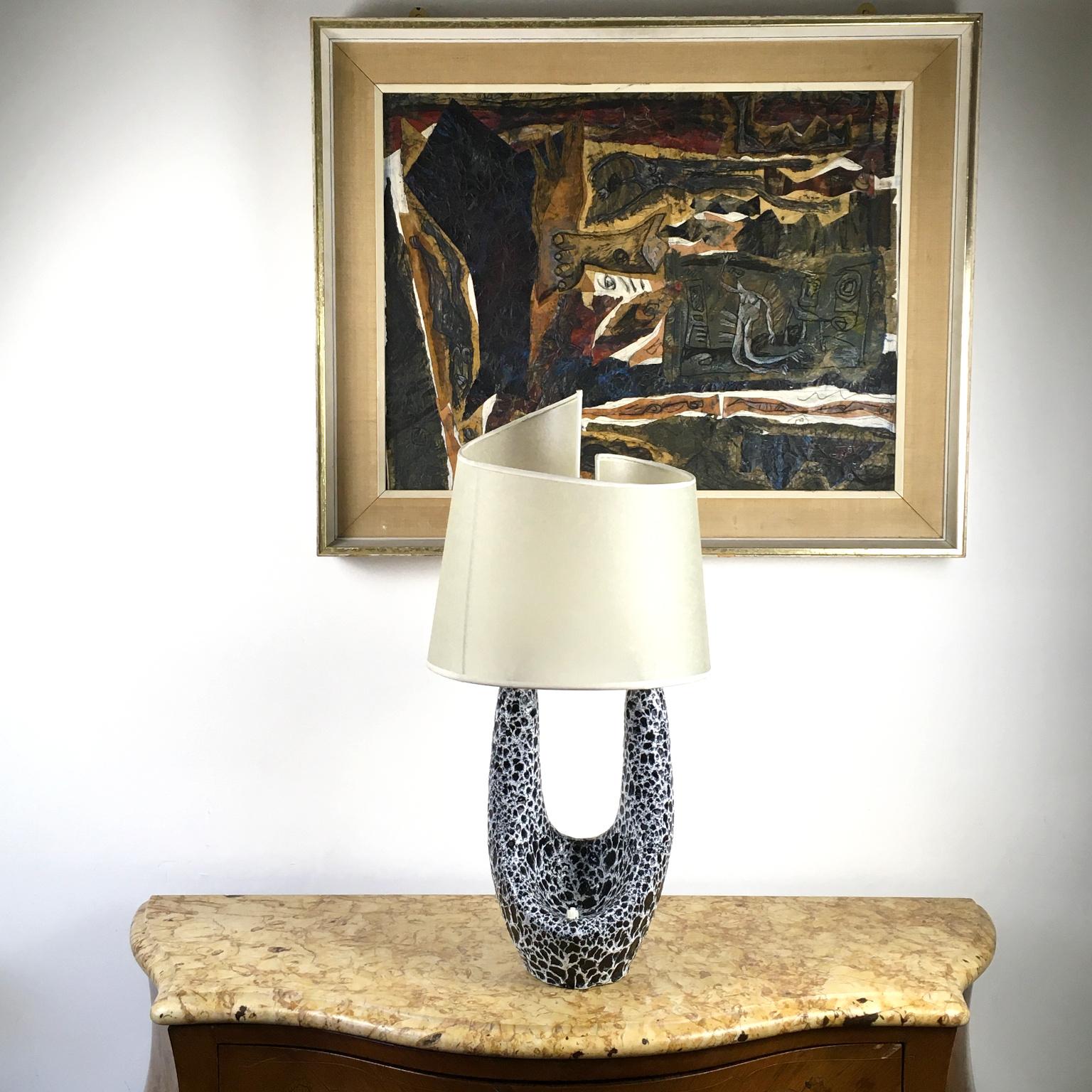 1950s Ceramic Table Lamp by Le Vaucour for Vallauris France For Sale 5