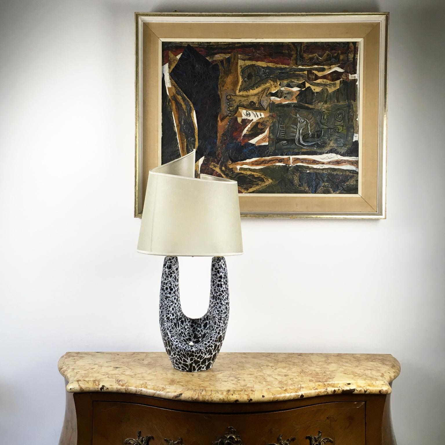 1950s Ceramic Table Lamp by Le Vaucour for Vallauris France In Good Condition For Sale In London, GB