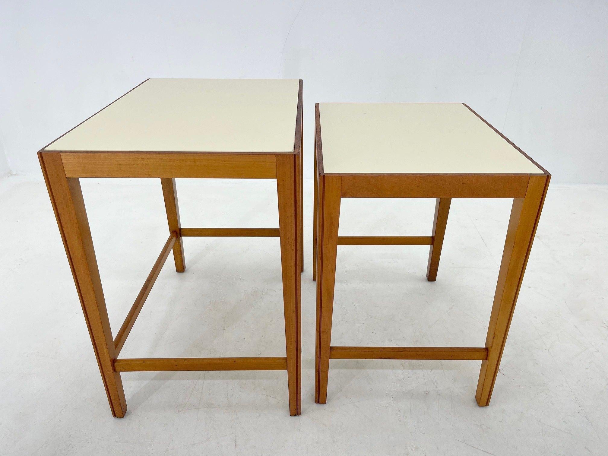1950's, Ceramic & Wood Nesting Tables, Germany 3