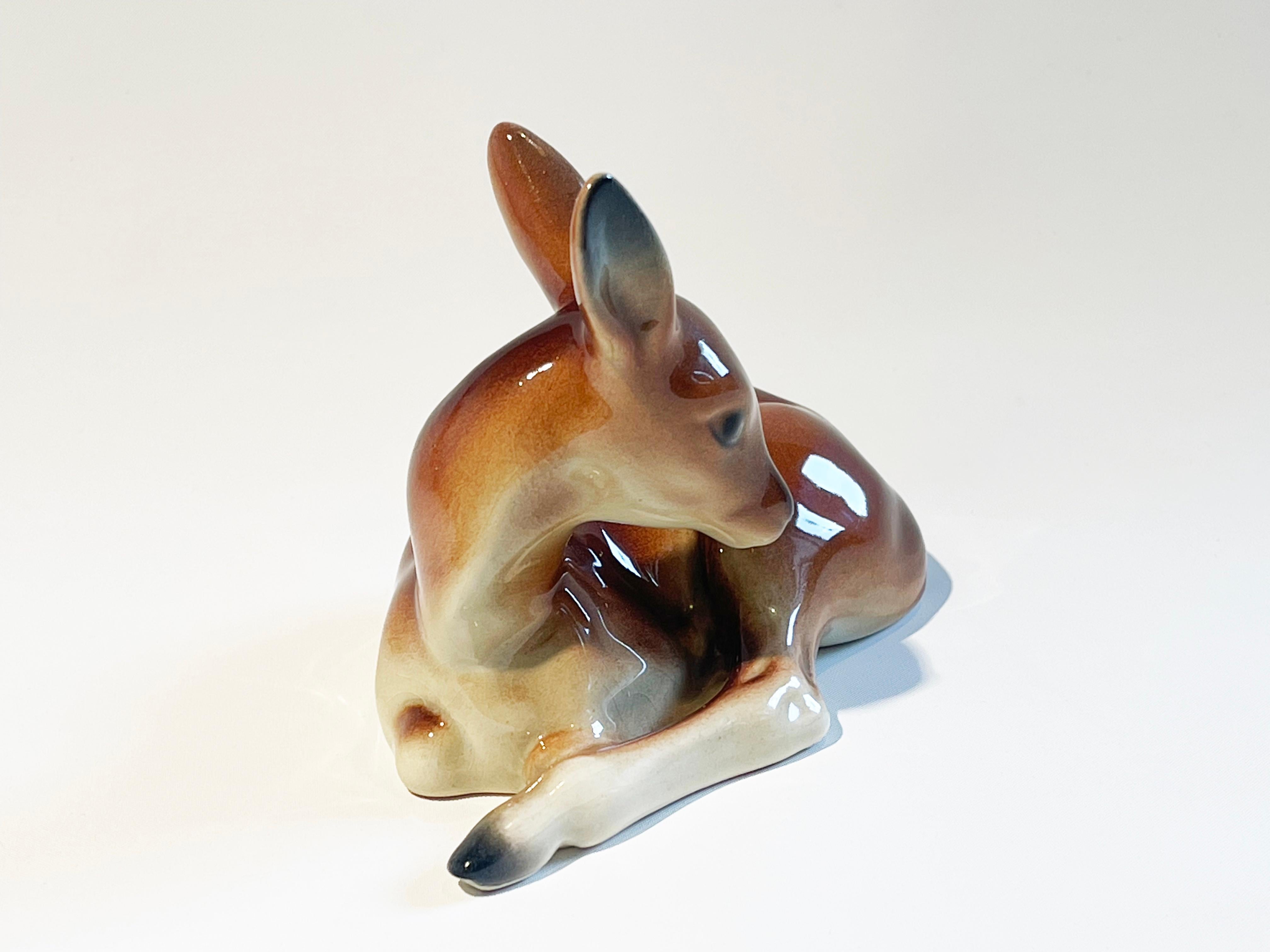 Mid-Century Modern 1950s Ceramic Young Deer, Fawn by Goebel, Mid Century Ceramic Art, West Germany