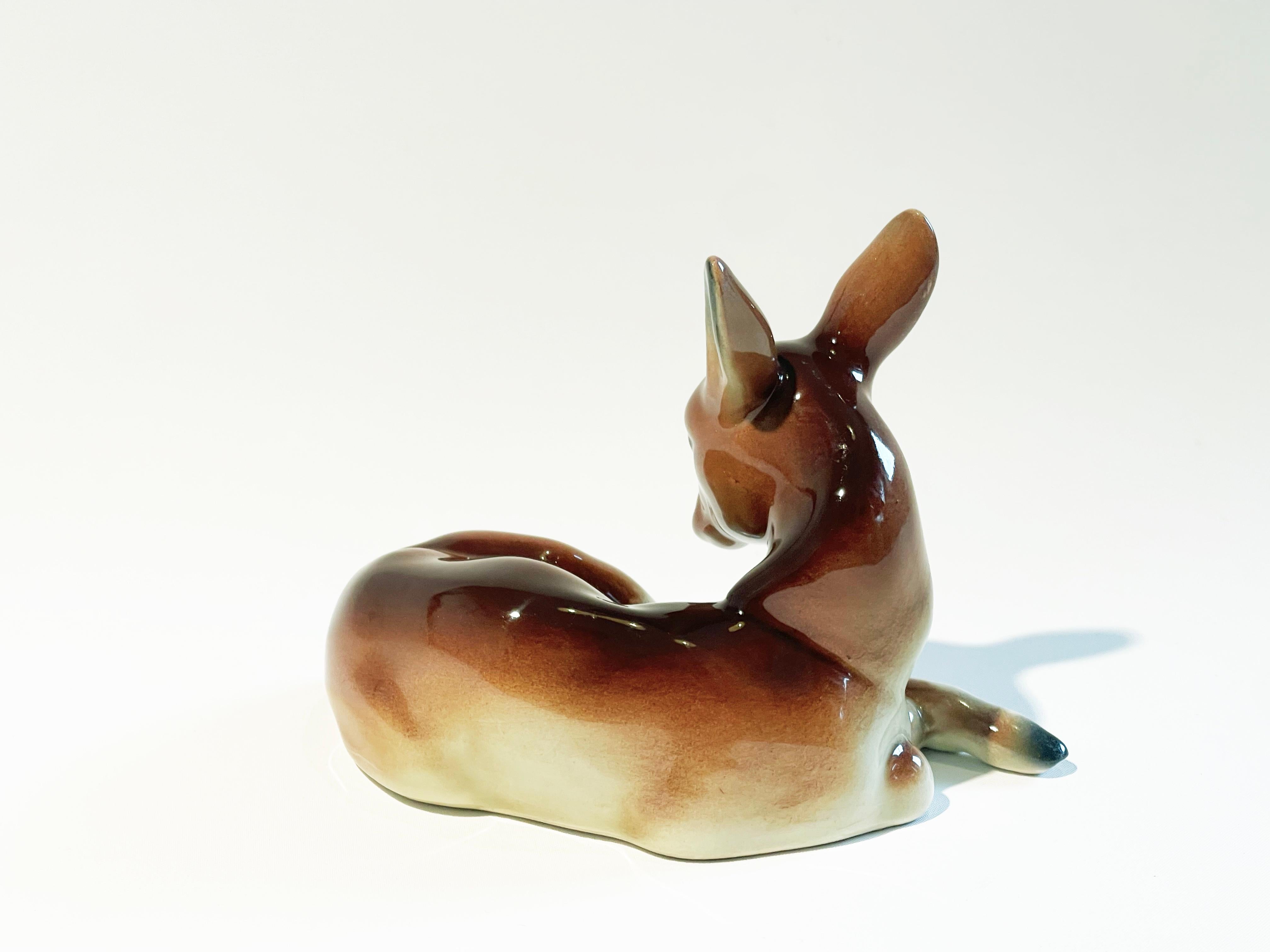 20th Century 1950s Ceramic Young Deer, Fawn by Goebel, Mid Century Ceramic Art, West Germany