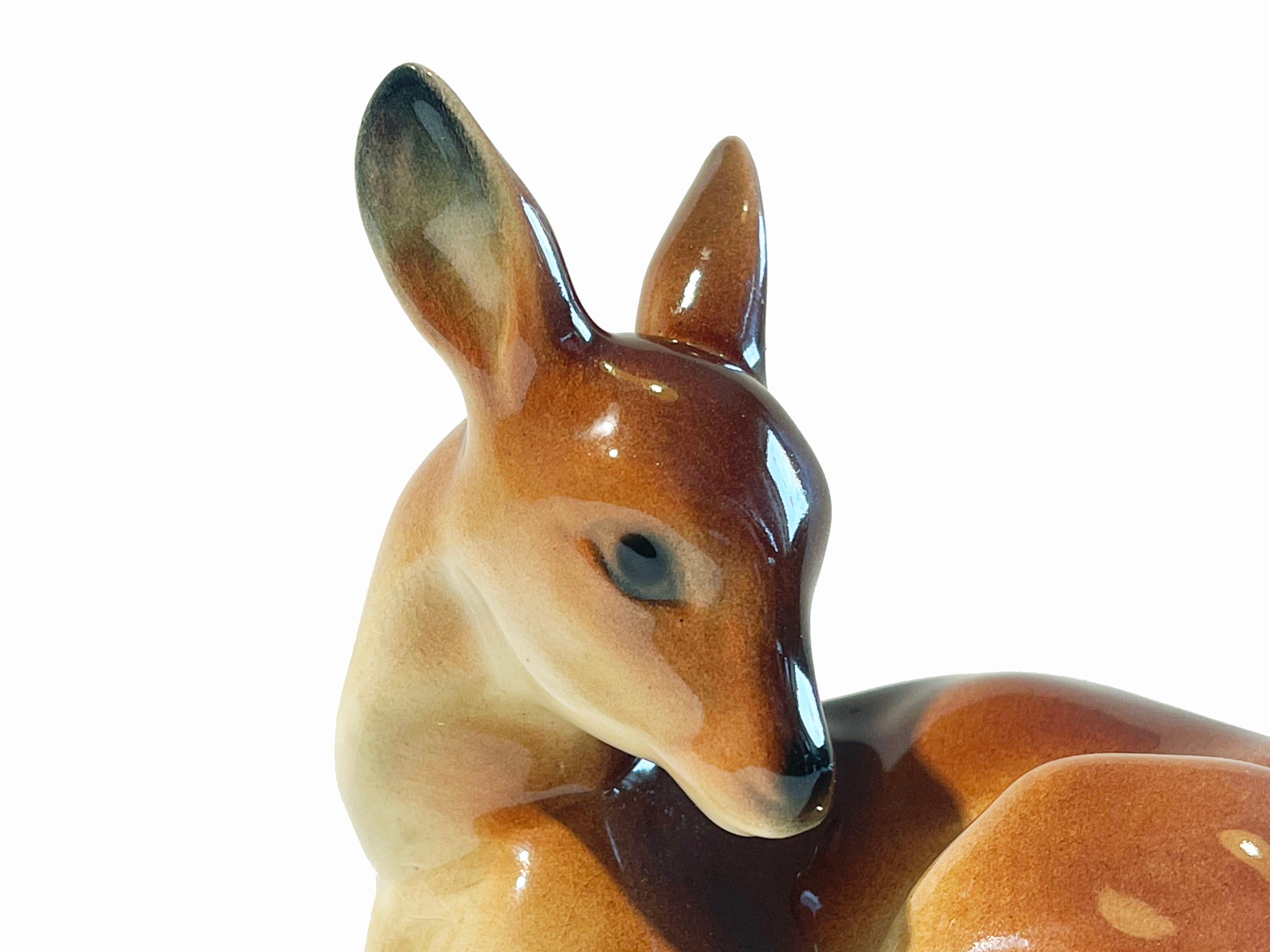 1950s Ceramic Young Deer, Fawn by Goebel, Mid Century Ceramic Art, West Germany 1
