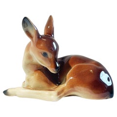 Vintage 1950s Ceramic Young Deer, Fawn by Goebel, Mid Century Ceramic Art, West Germany