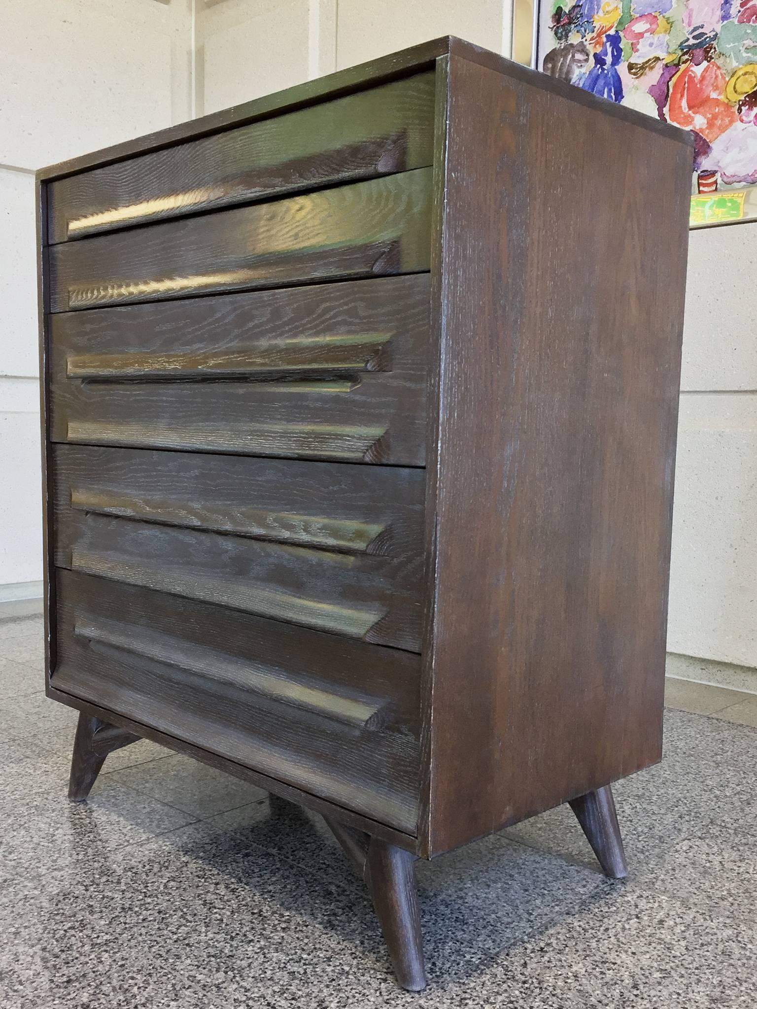 American 1950s Cerused Oak Chest of Drawers by Jack Van der Molen for Vanleigh Furniture