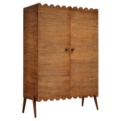 1950's Cerused Oak Italian Cabinet with Scalloped Edges by Artisan Maker