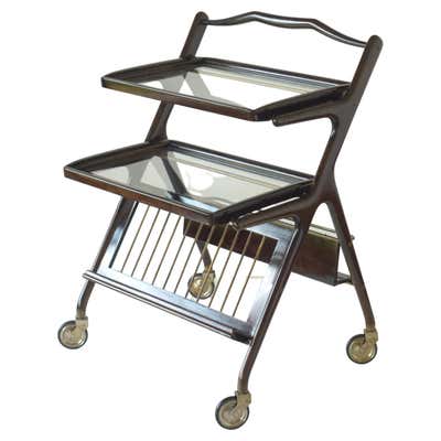 Brass and Glass 1950s Art Deco Style Trolley Server Bar Cart Italy For ...