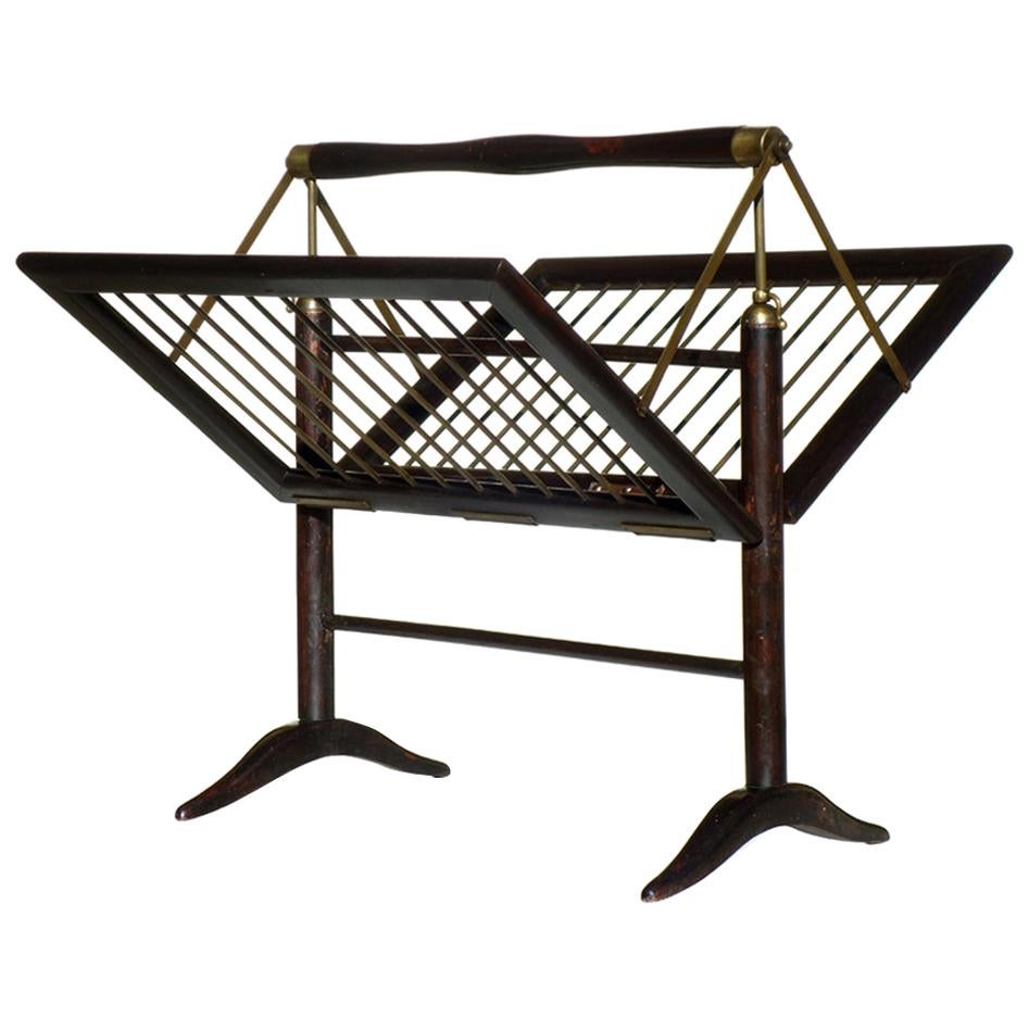 1950s Cesare Lacca Italian Mid-Century Modern Design Mahogany Magazine Rack For Sale