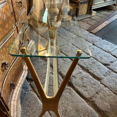 1950s Cesare Lacca Mid-century Modern Brass Wood and Glass Italian Console