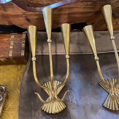 1950s Cesare Lacca Set of two Mid-Century Modern Brass Wall Sconces