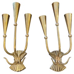 1950s Cesare Lacca Set of two Mid-Century Modern Brass Wall Sconces