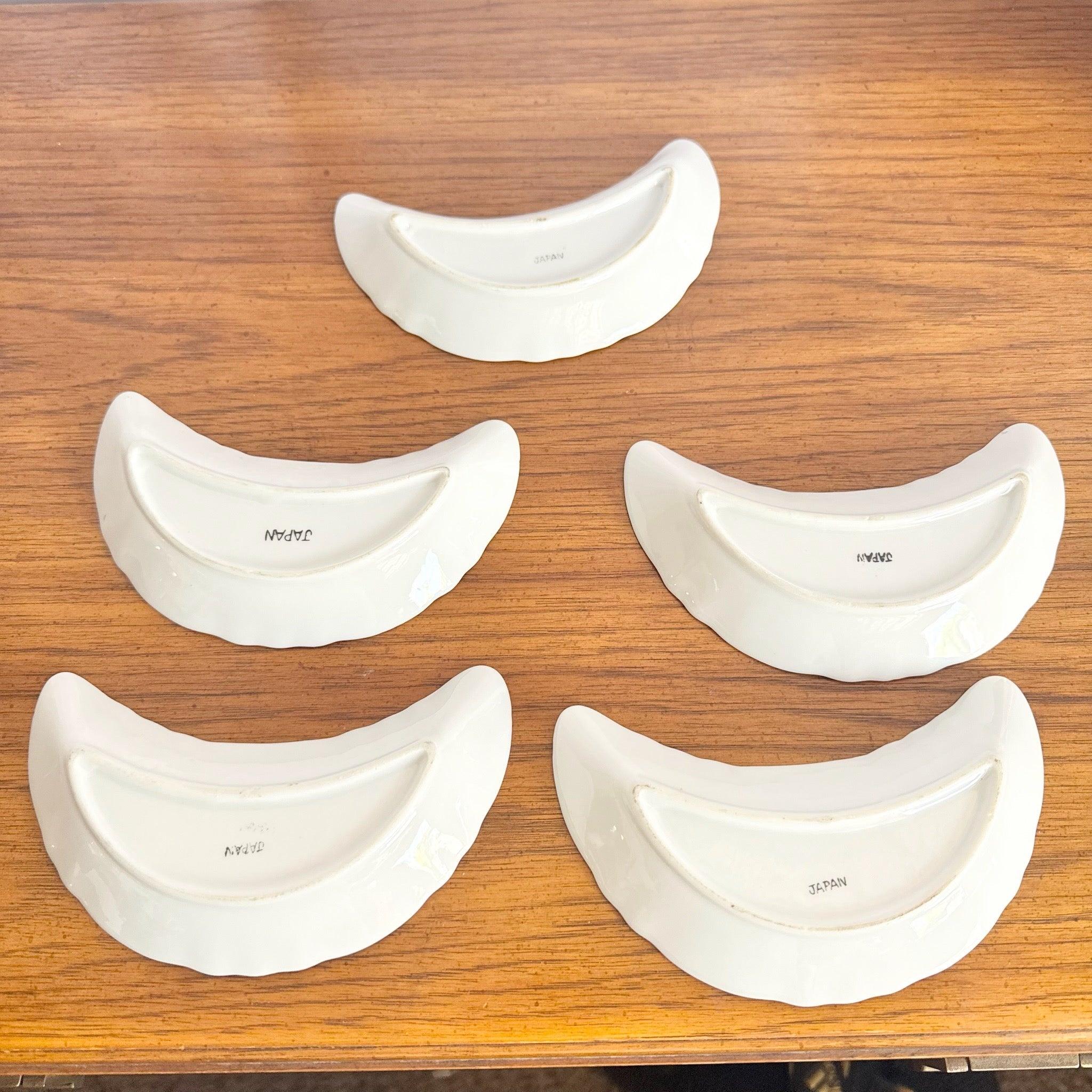 Japanese 1950s Chadwick Japan Floral Bone Dishes – Set of 5 For Sale