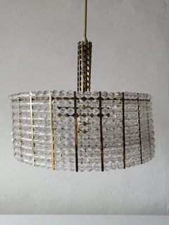 Plexiglass and Brass Chandelier by Emil Stejnar for Rupert Nikoll, 1950s Austria