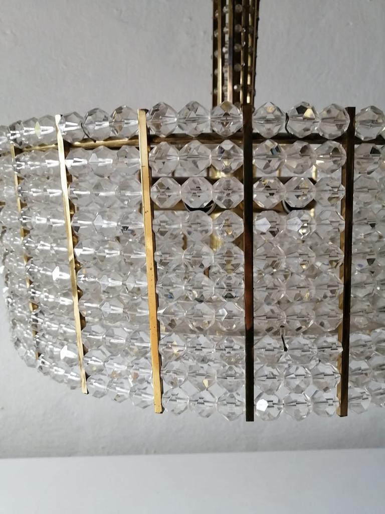 Mid-20th Century Plexiglass and Brass Chandelier by Emil Stejnar for Rupert Nikoll, 1950s Austria For Sale