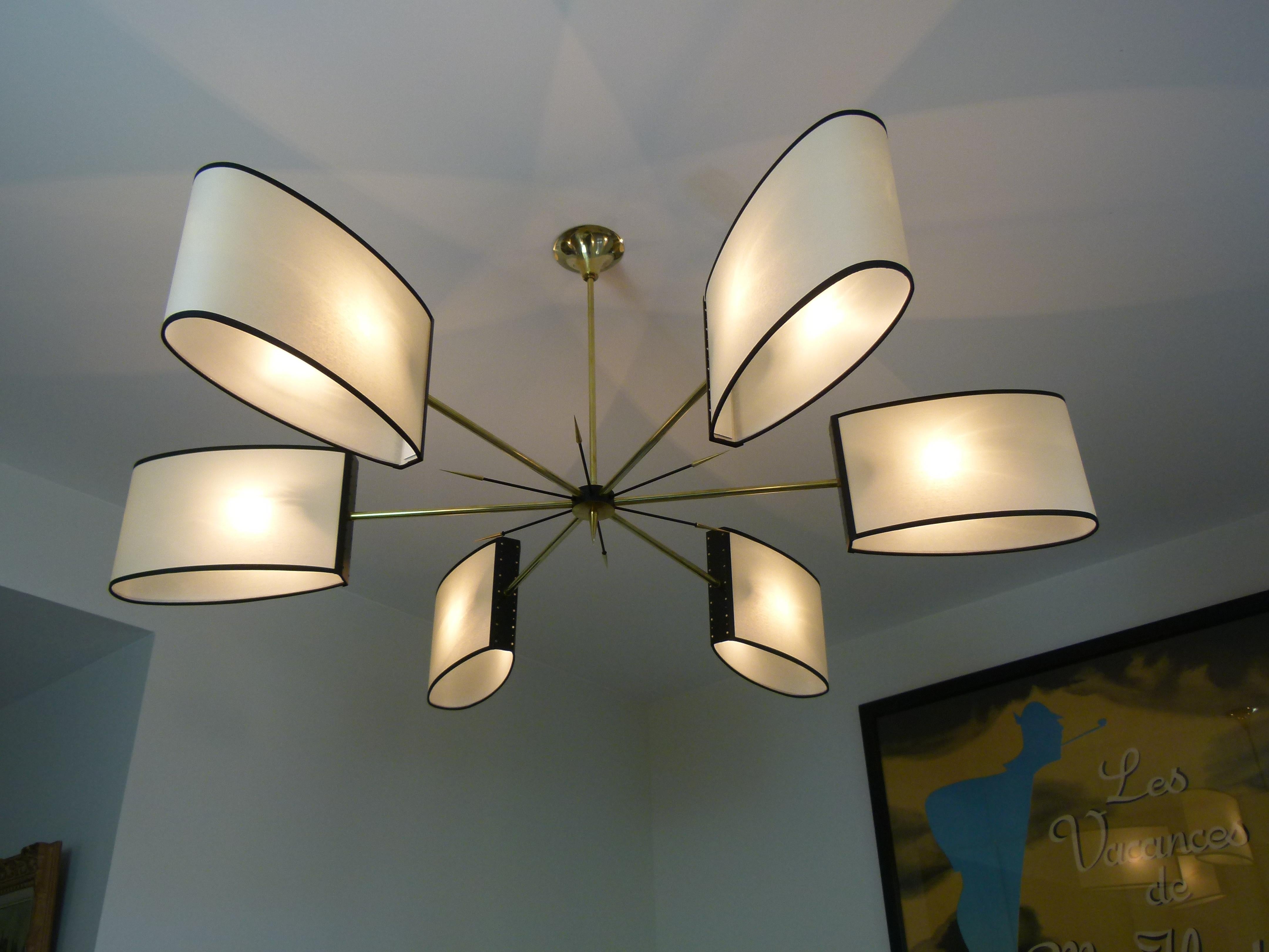 1950s Chandelier with Six Lighted Arms by Maison Lunel 11