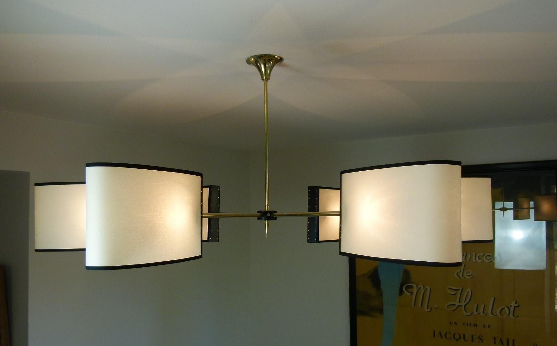 1950s Chandelier with Six Lighted Arms by Maison Lunel In Excellent Condition In Saint-Ouen, FR