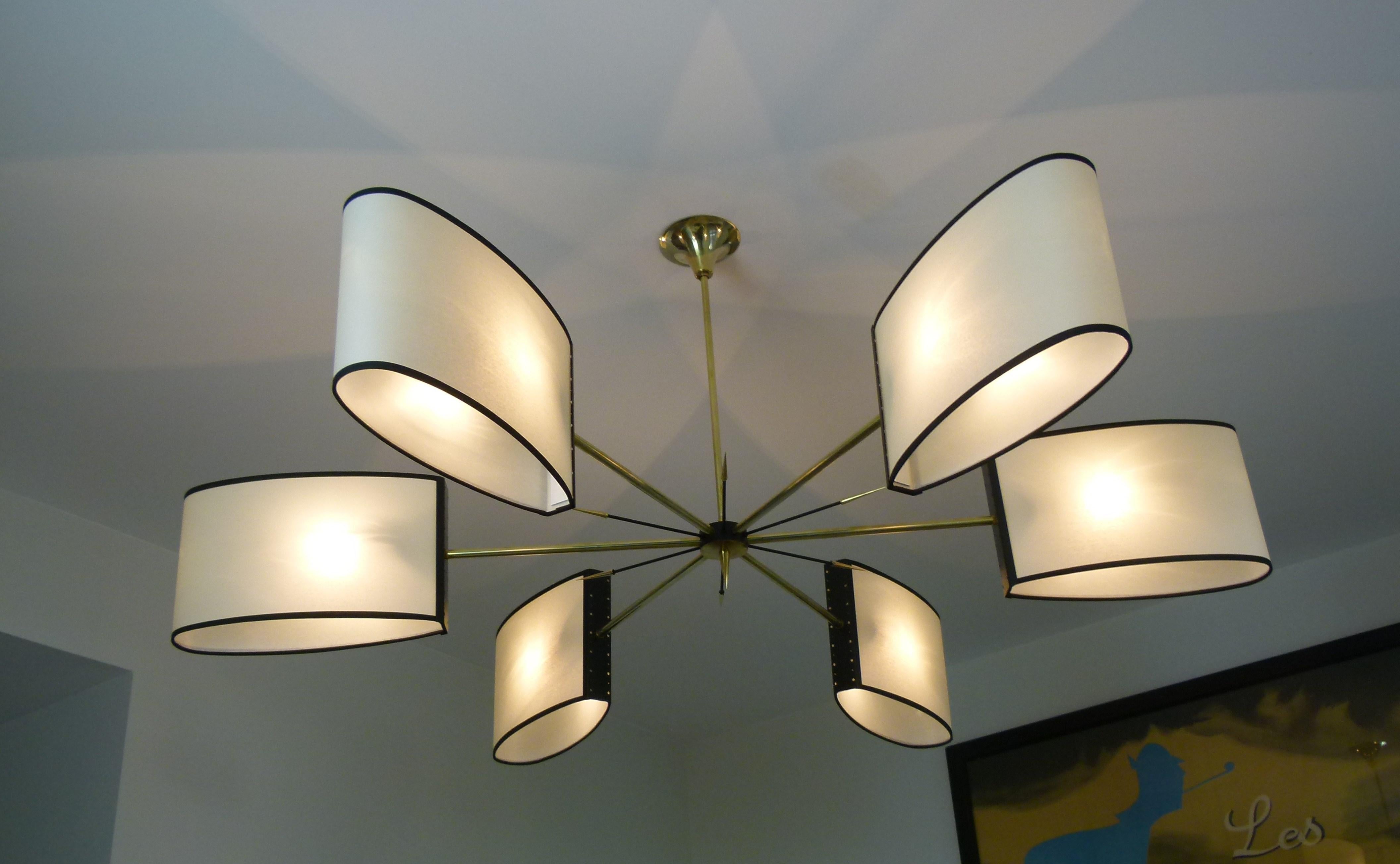 1950s Chandelier with Six Lighted Arms by Maison Lunel 2