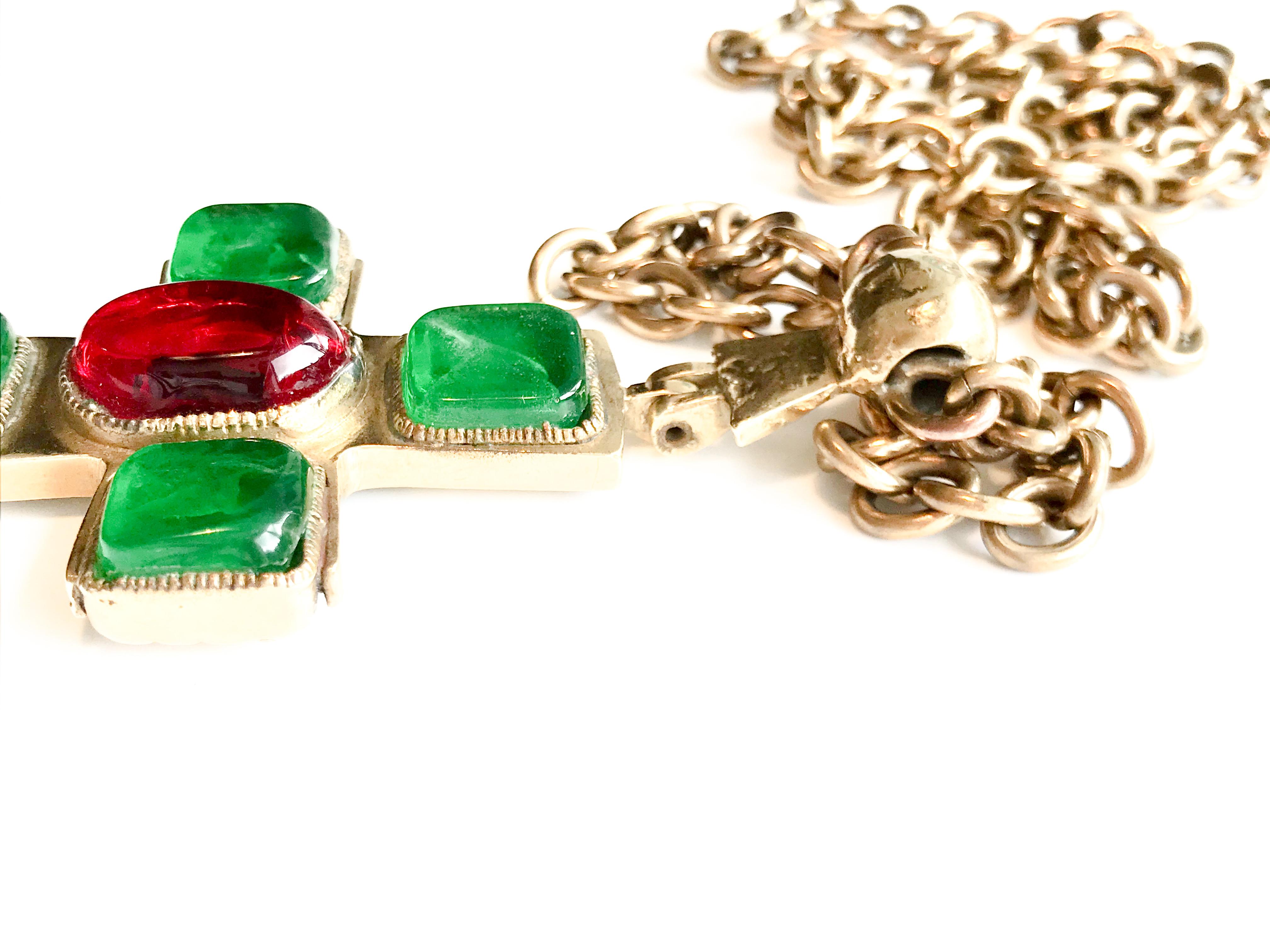 1950s  Chanel by Goosens Byzantine Cross Pendant Necklace 6