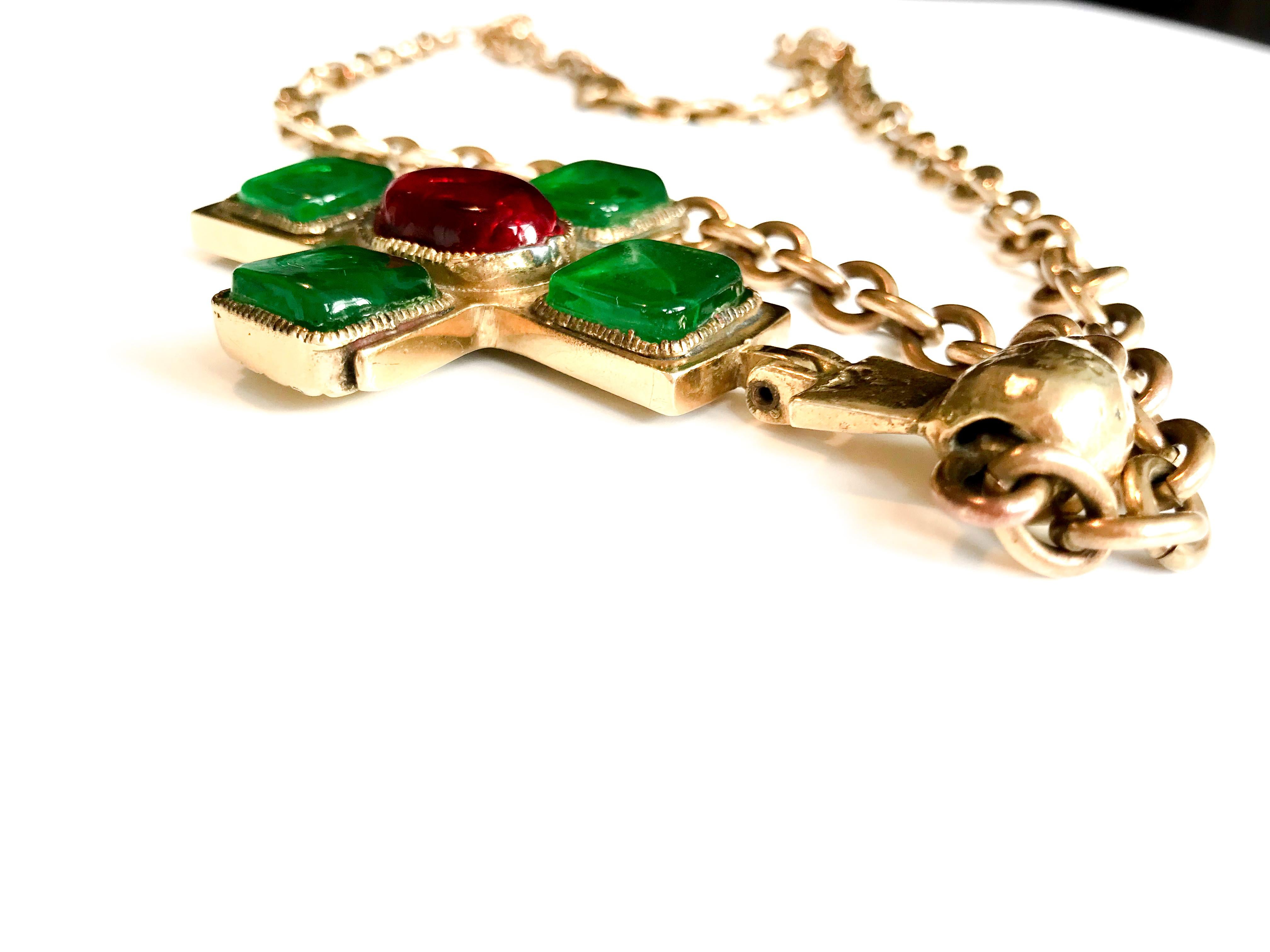 1950s  Chanel by Goosens Byzantine Cross Pendant Necklace 7