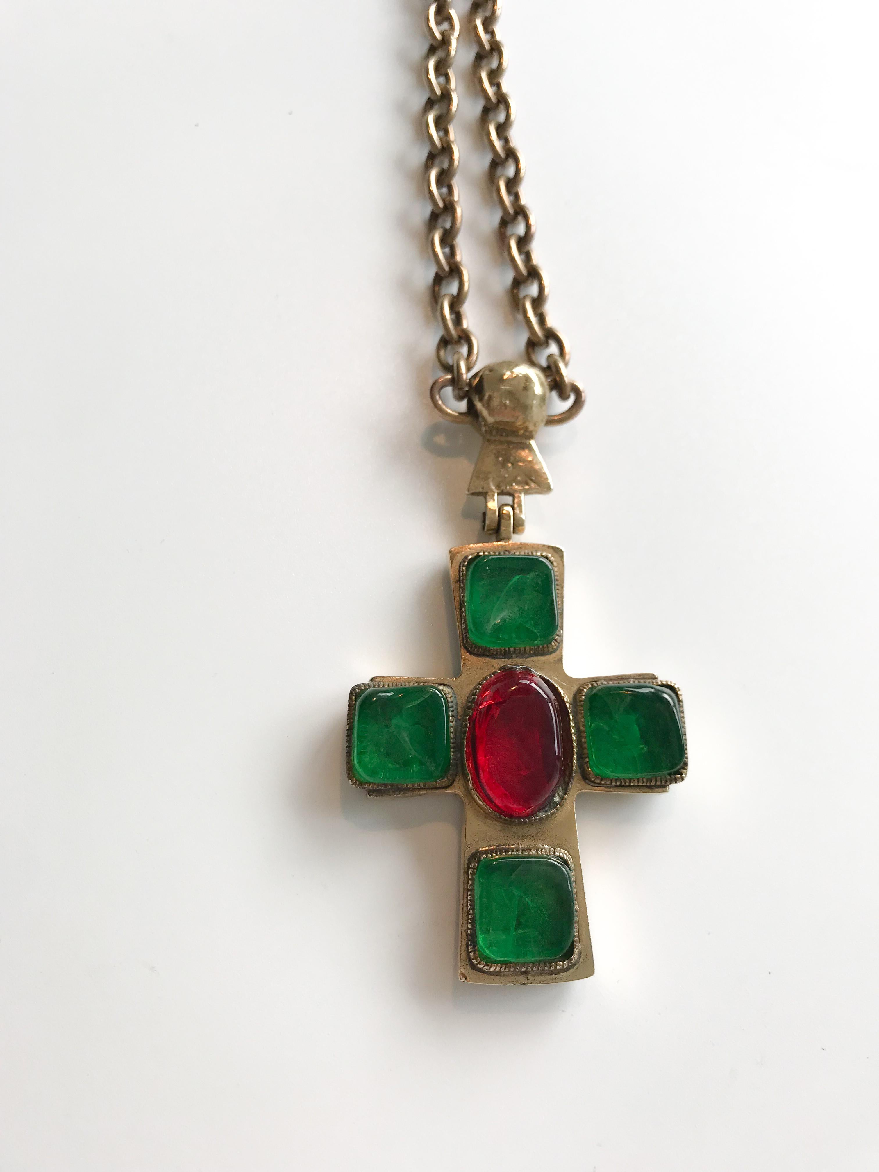 1950s  Chanel by Goosens Byzantine Cross Pendant Necklace 10