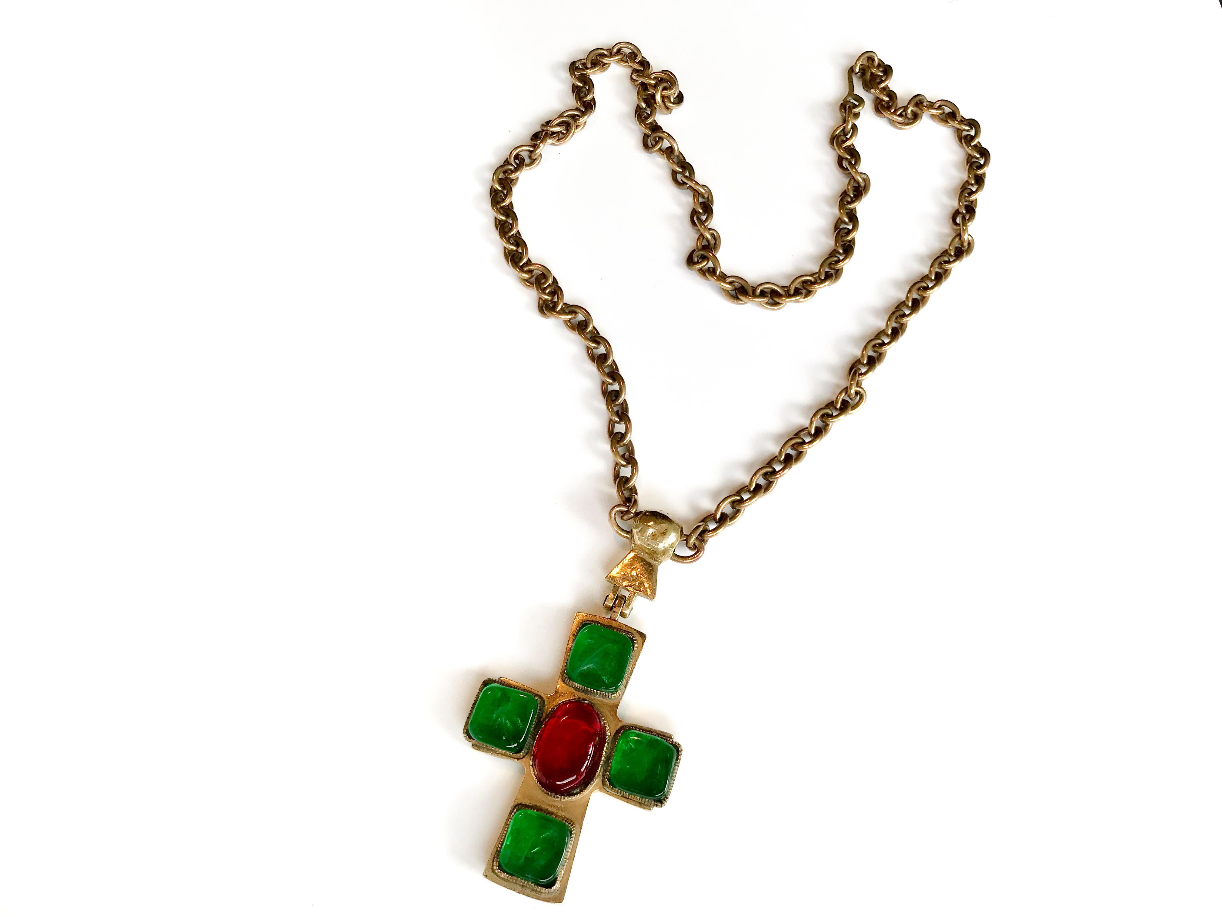 1950s  Chanel by Goosens Byzantine Cross Pendant Necklace 13