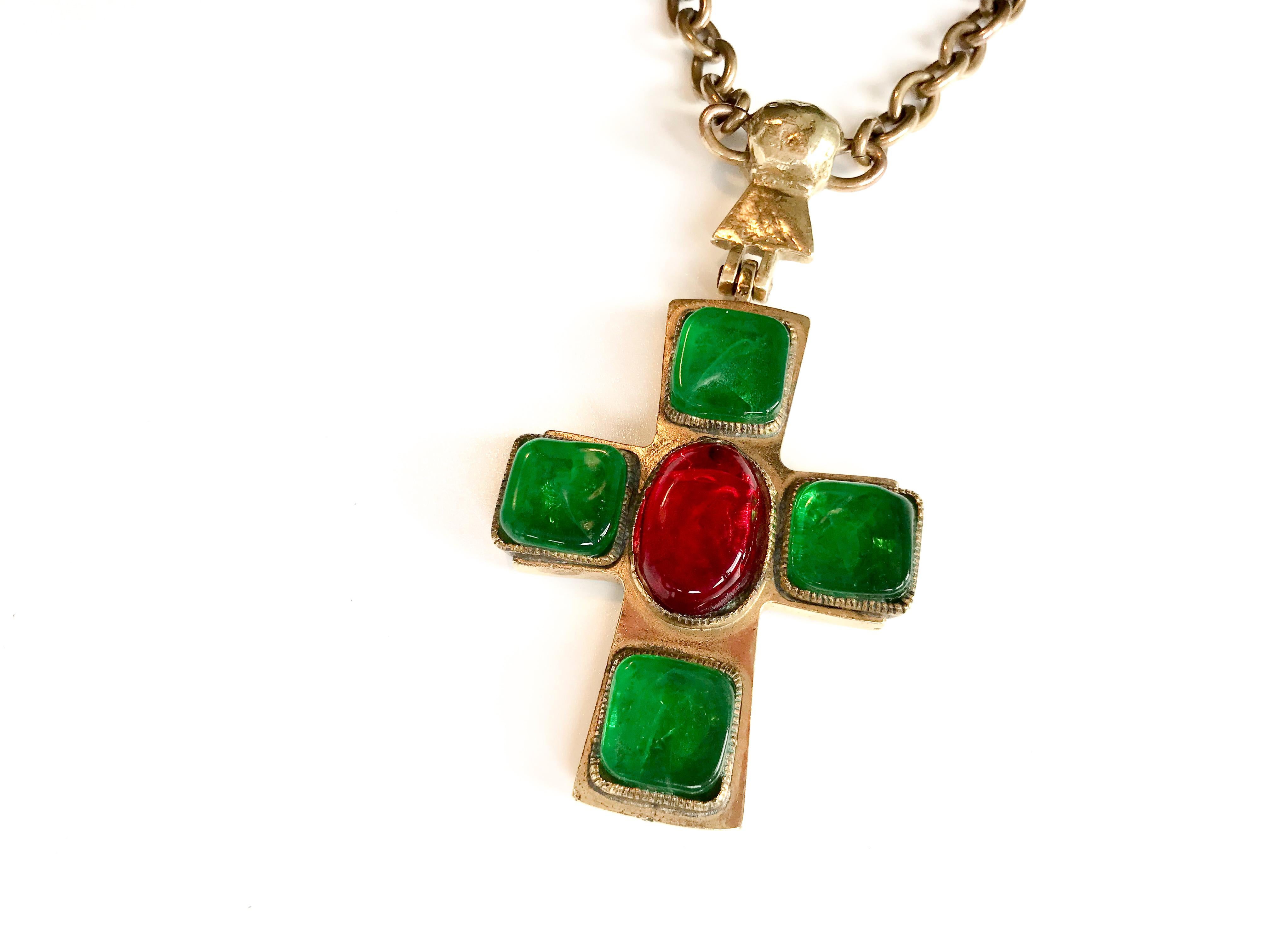 Women's or Men's 1950s  Chanel by Goosens Byzantine Cross Pendant Necklace