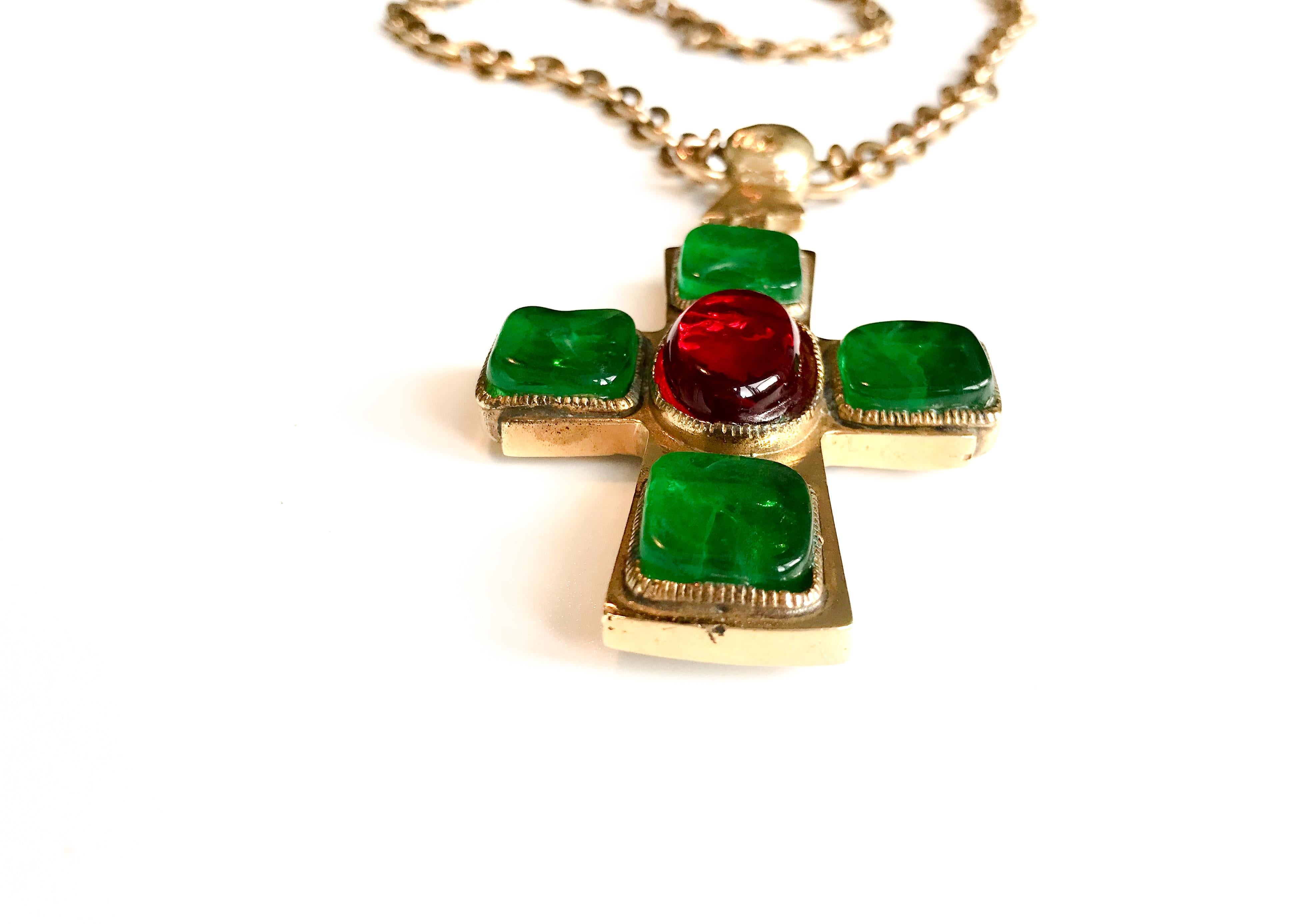 1950s  Chanel by Goosens Byzantine Cross Pendant Necklace 2