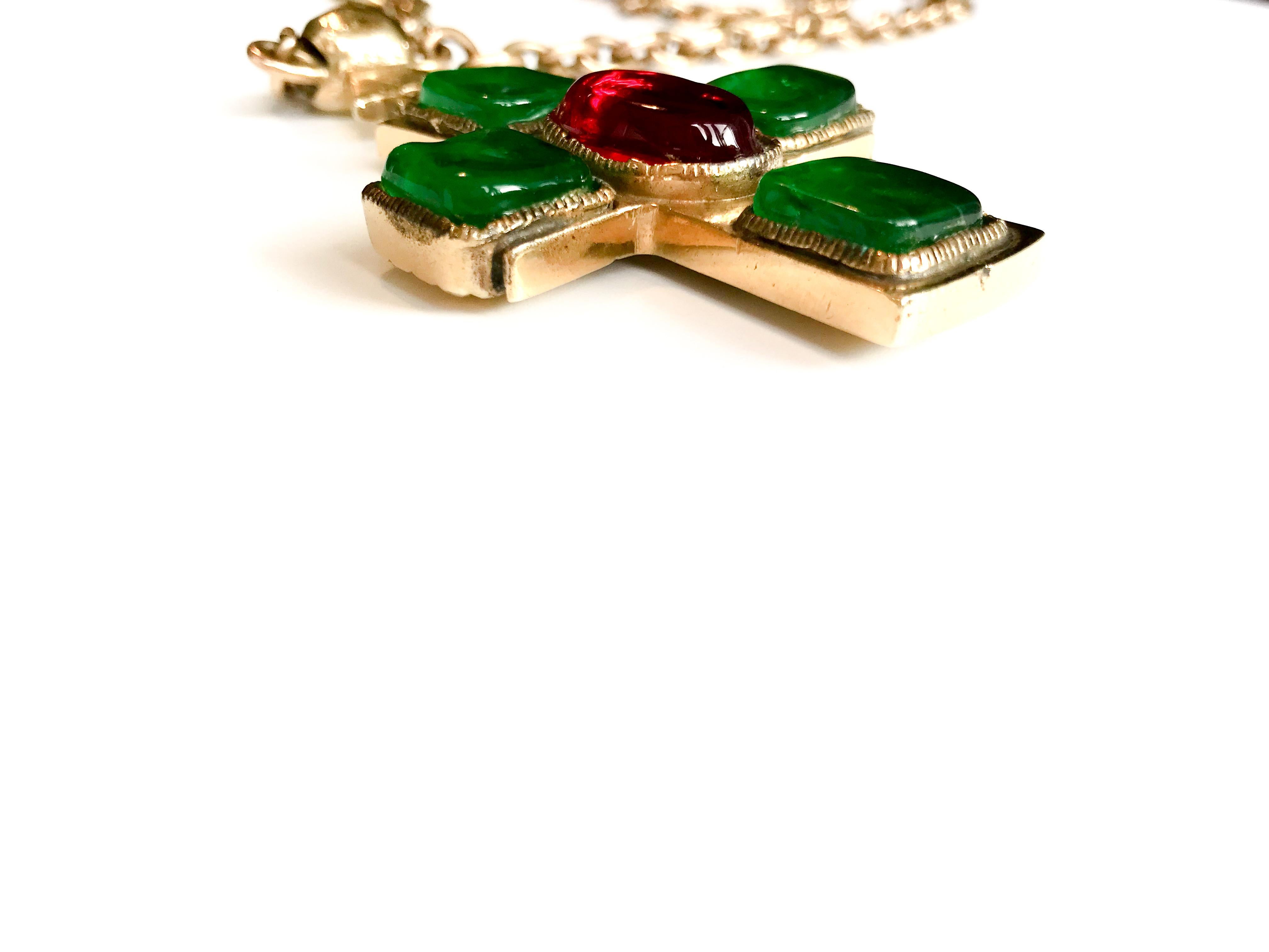 1950s  Chanel by Goosens Byzantine Cross Pendant Necklace 3