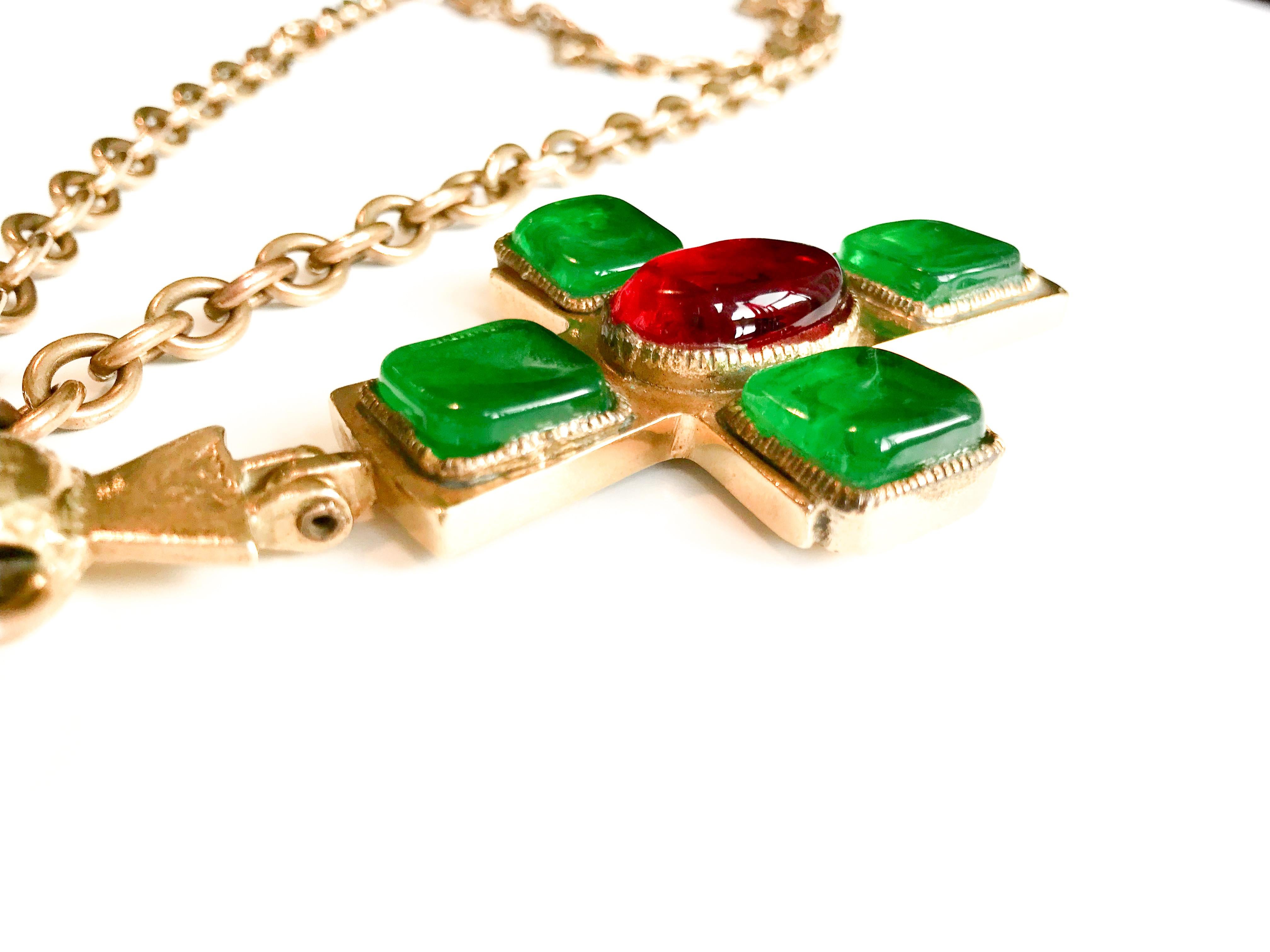 1950s  Chanel by Goosens Byzantine Cross Pendant Necklace 5
