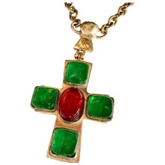 1950s Chanel by Goosens Byzantine Cross Pendant Necklace