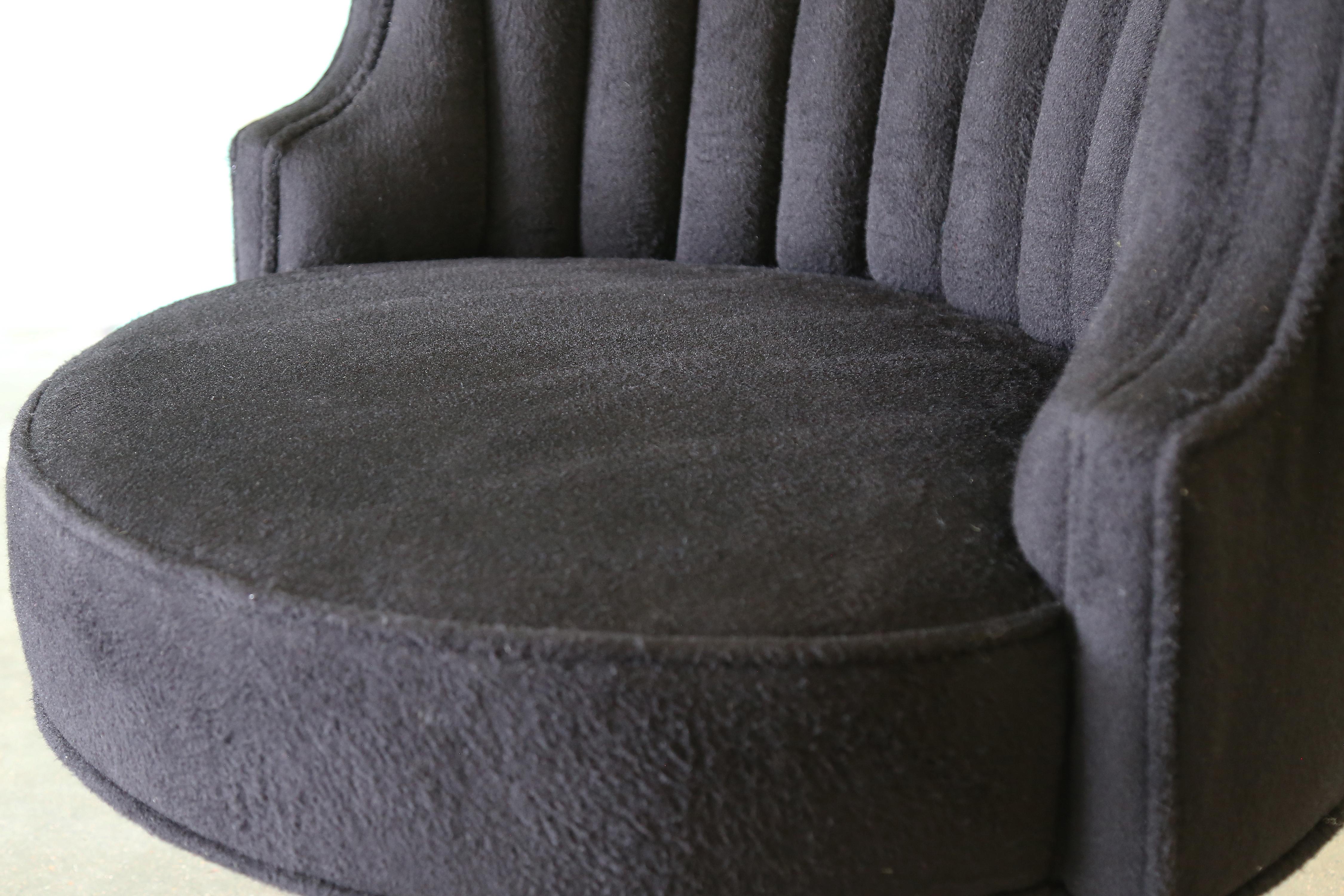 Mid-20th Century 1950s Channel Tufted Barrel Swivel Chair by Henry Glass for J.G. Furniture For Sale