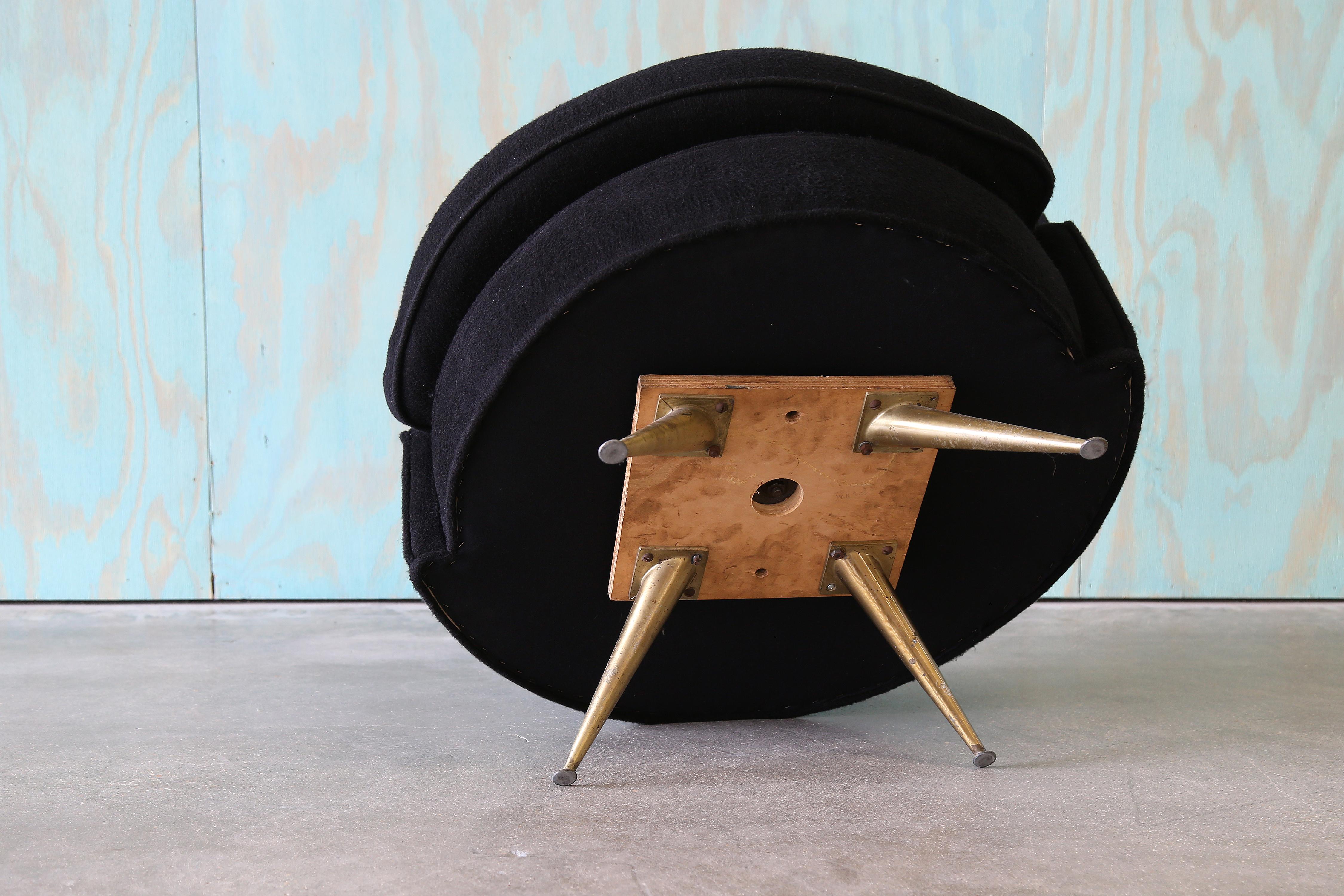 1950s Channel Tufted Barrel Swivel Chair by Henry Glass for J.G. Furniture For Sale 1