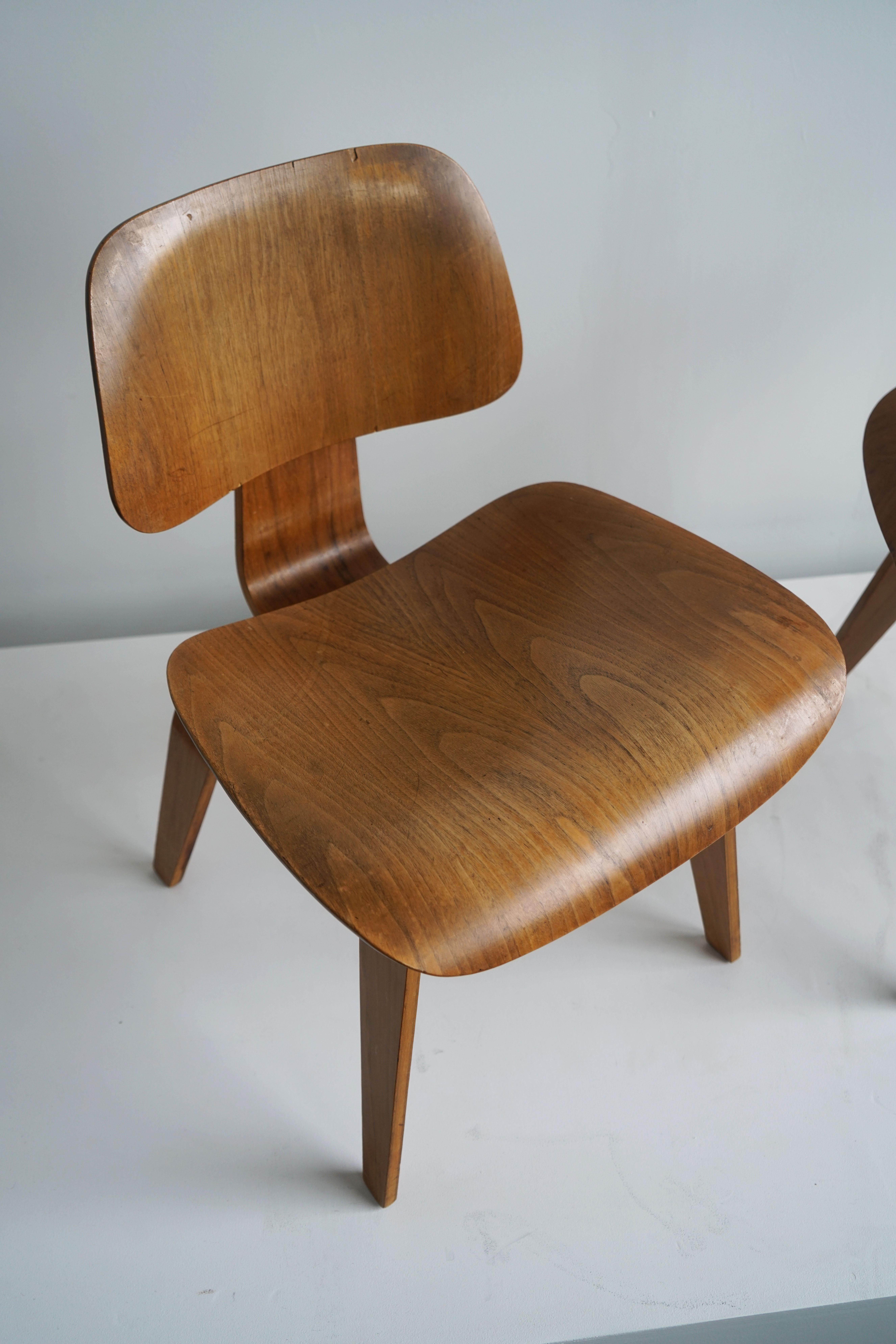 Paire de chaises en contreplaqué DCW Charles et Ray Eames des années 1950 pour Herman Miller 4