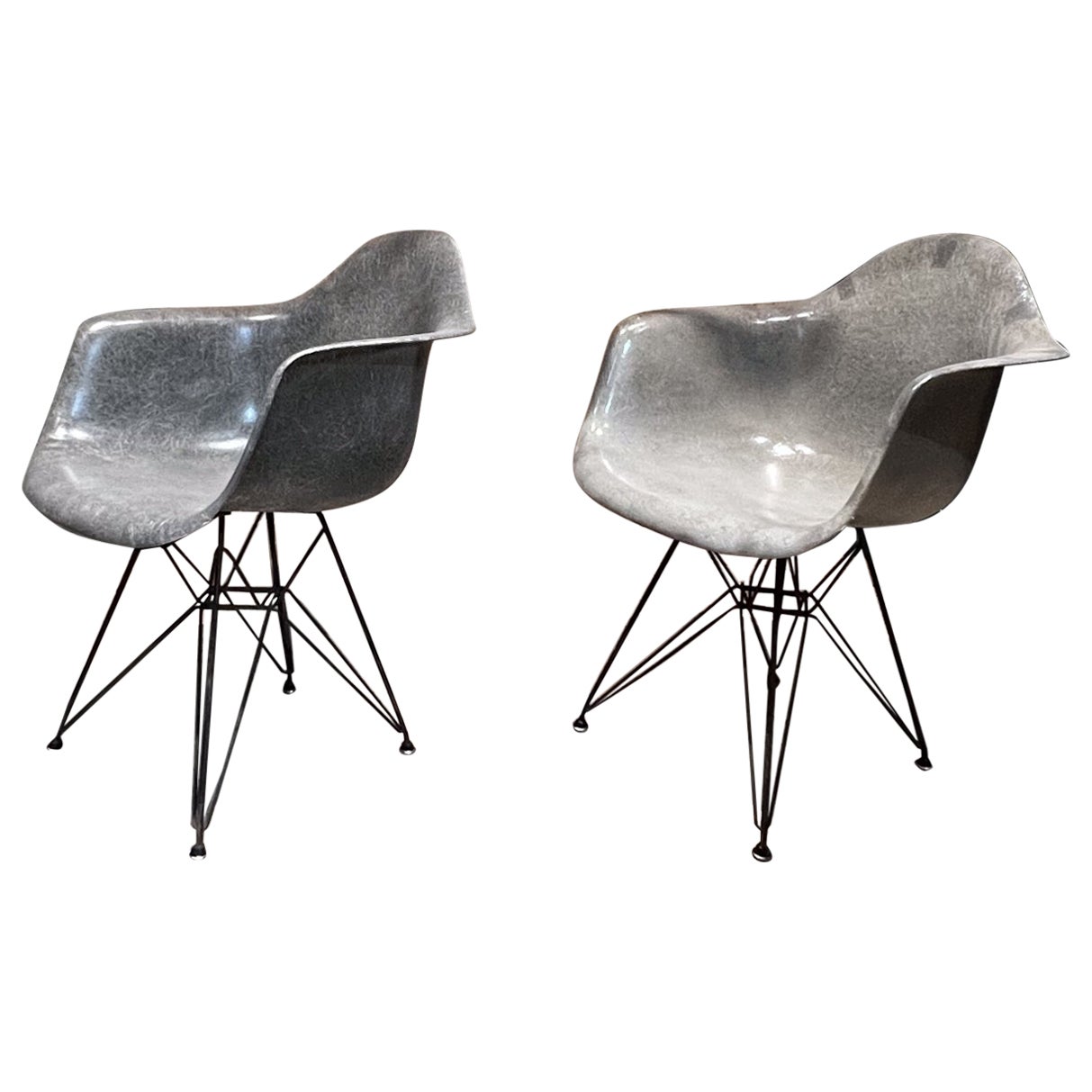 1950s Charles and Ray Eames Gray Eiffel Fiberglass Shell Armchairs
