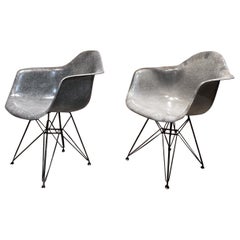1950s Charles and Ray Eames Gray Eiffel Fiberglass Shell Armchairs