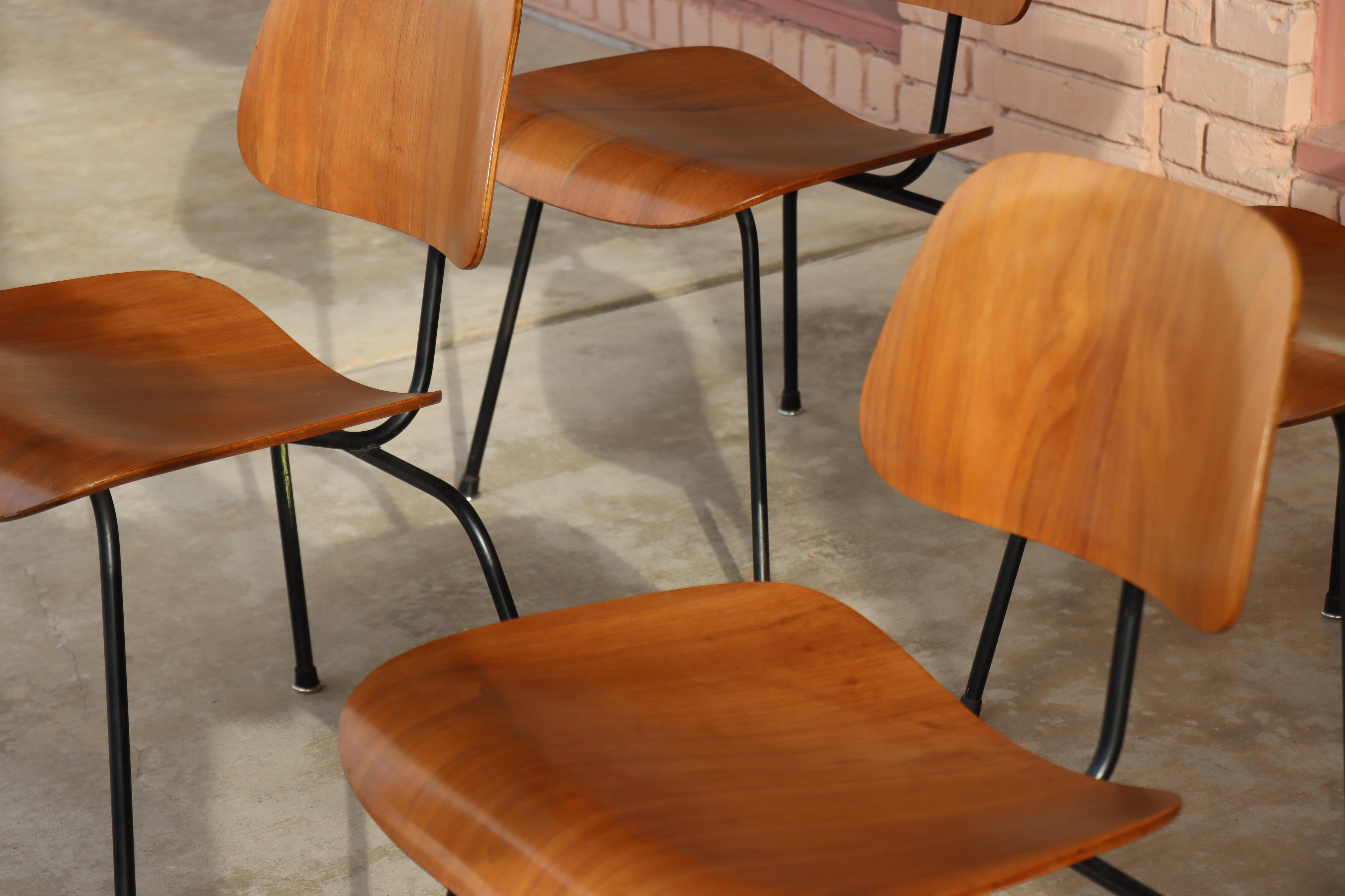 Sedie da pranzo Charles Eames per Herman Miller del 1950, DCM, noce, struttura nera in vendita 4