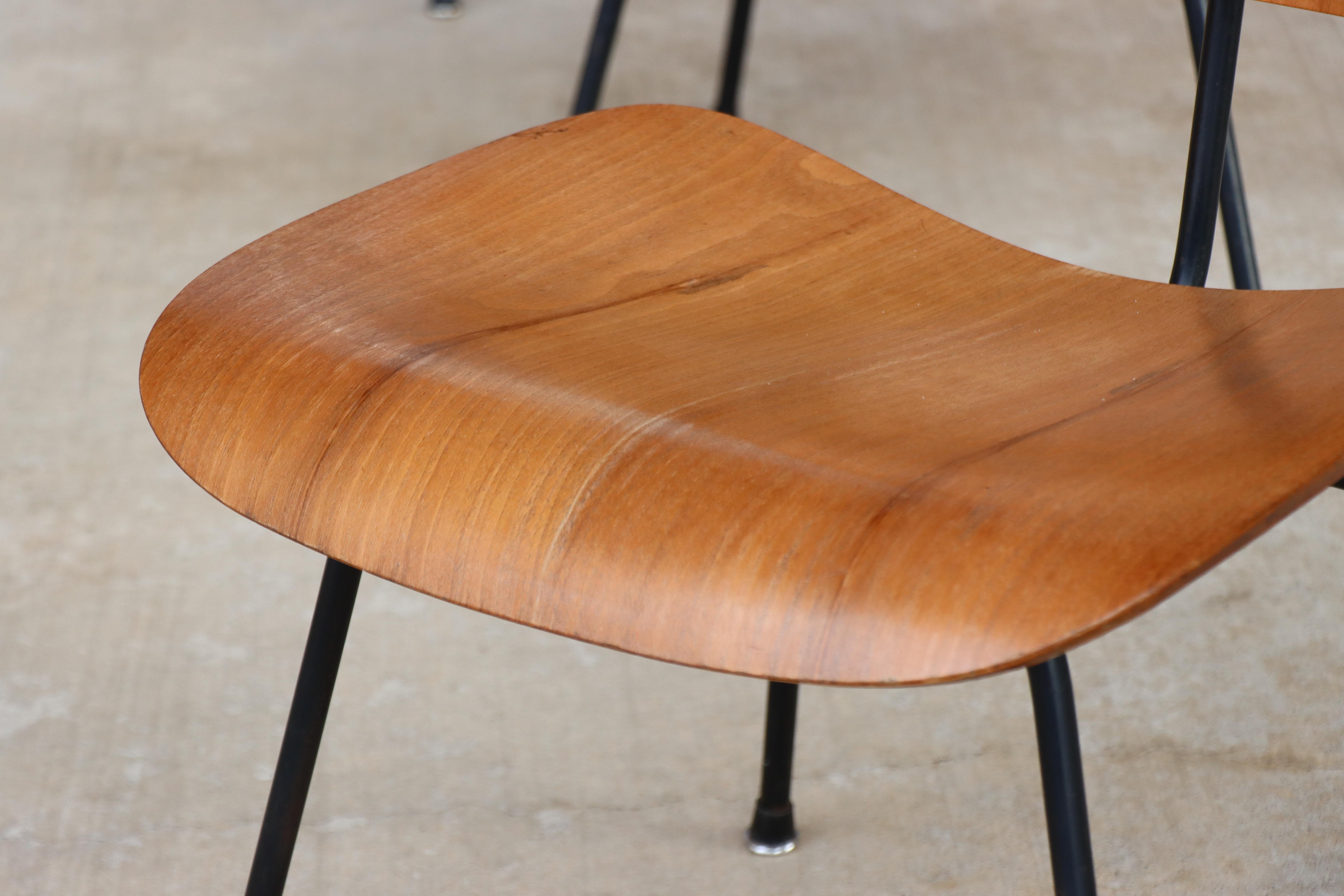 Sedie da pranzo Charles Eames per Herman Miller del 1950, DCM, noce, struttura nera in vendita 5