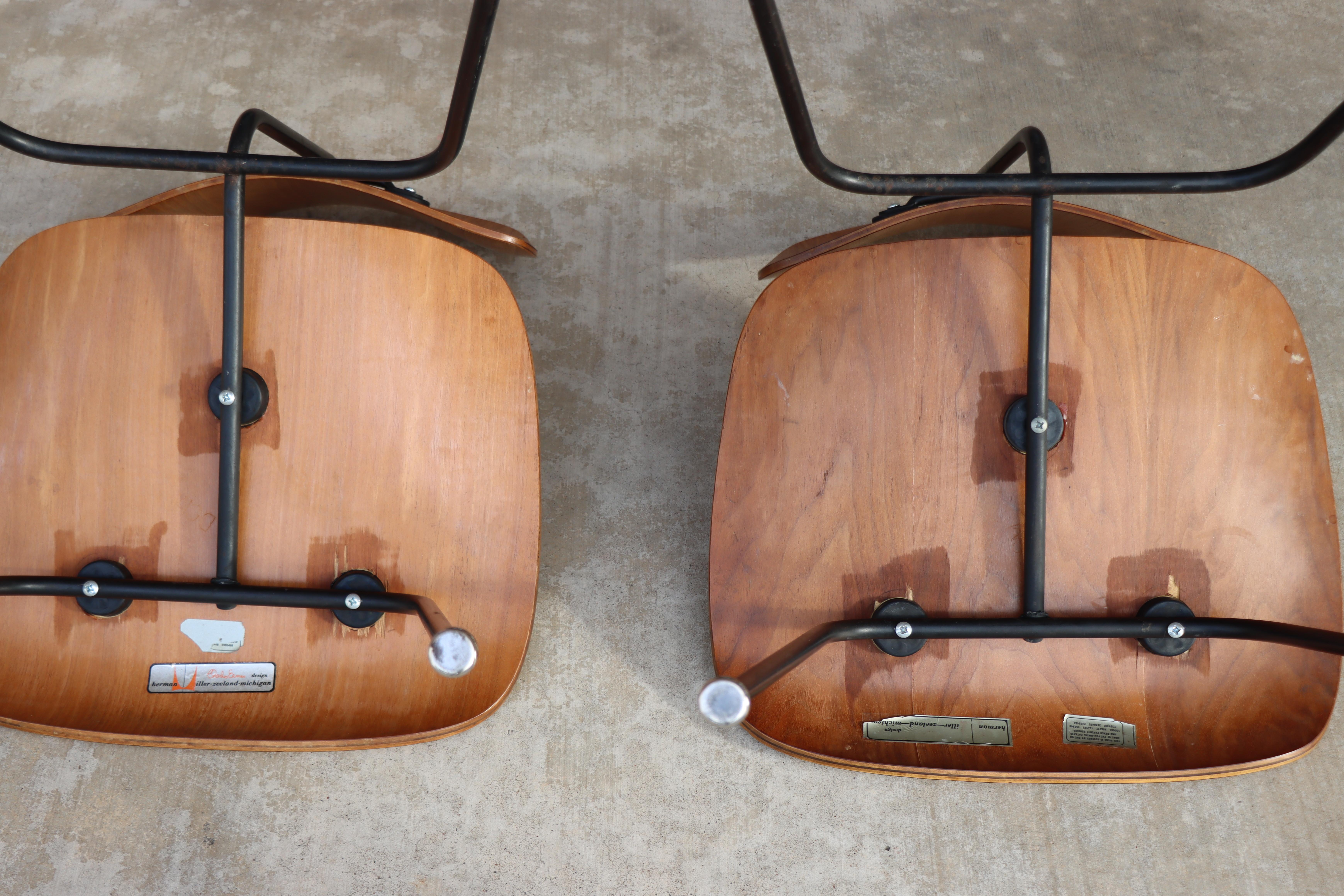 Sedie da pranzo Charles Eames per Herman Miller del 1950, DCM, noce, struttura nera in vendita 10