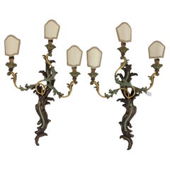 1950's Chelini geschnitzt Holz und Blattgold Wandleuchter Paar