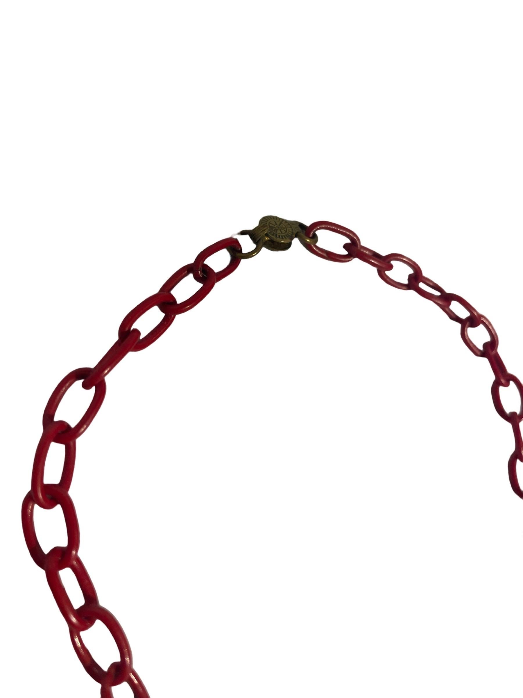 1950s Cherry Red Bakelite Beaded Chain Necklace

Length: 17
