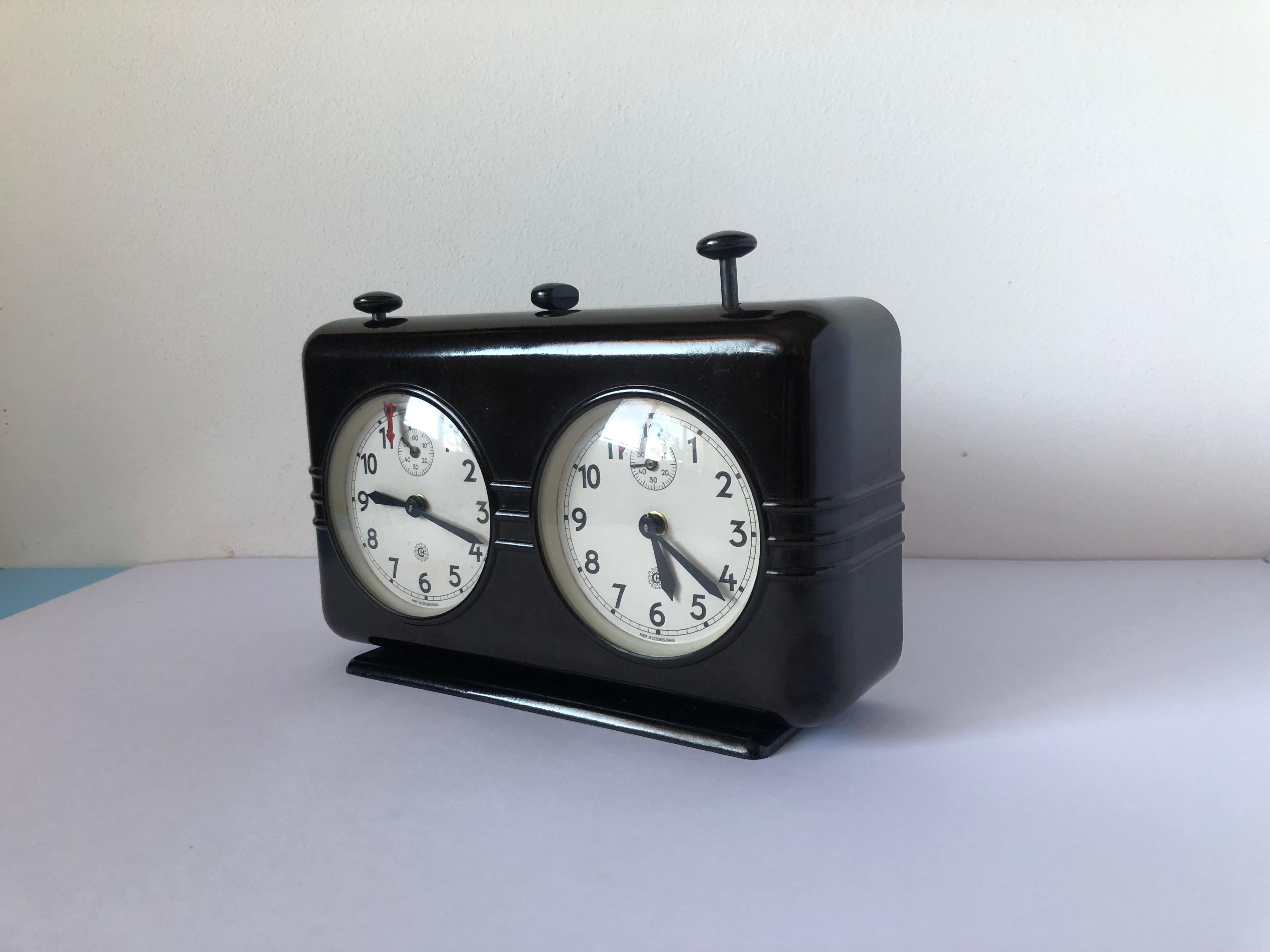 Art Deco 1950s Chess Clock Chronotechna, Czechoslovakia