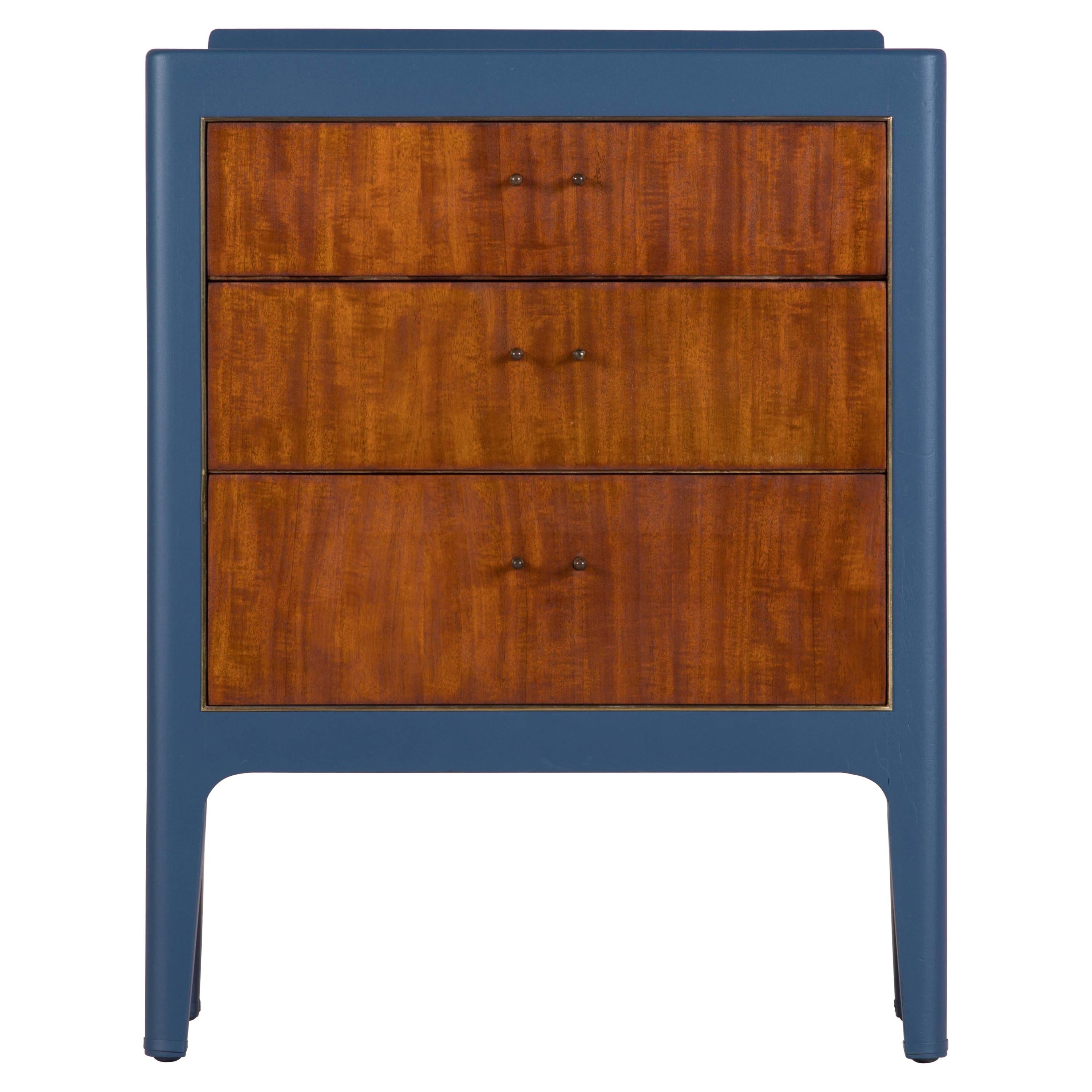 1950s Chest of Drawers in Sapelli Hand Painted in Navy Blue