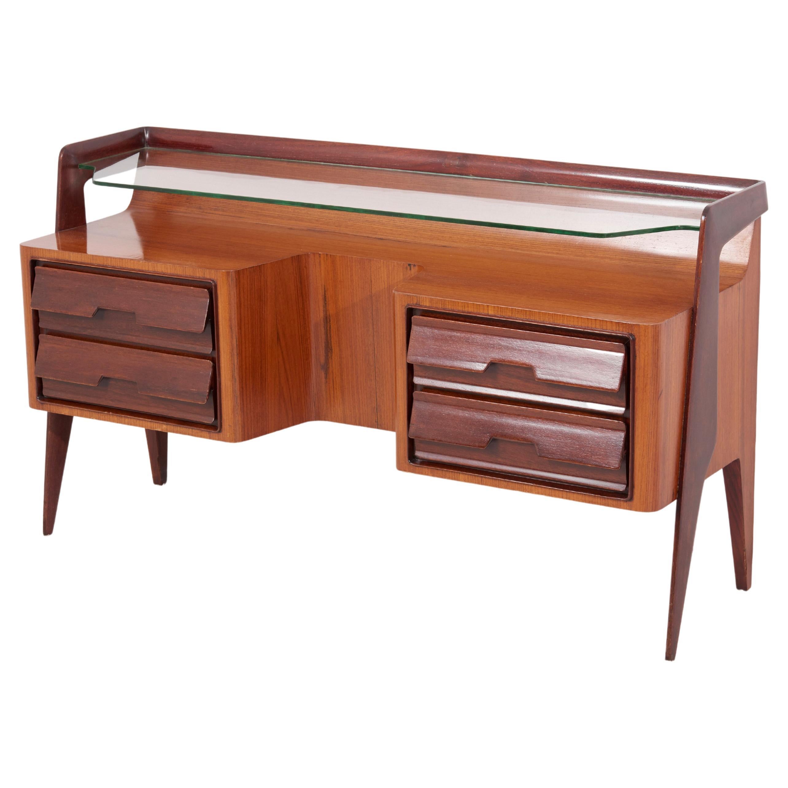 1950s Chest of Drawers or Credenza in Teak Plywood, Mahogany For Sale