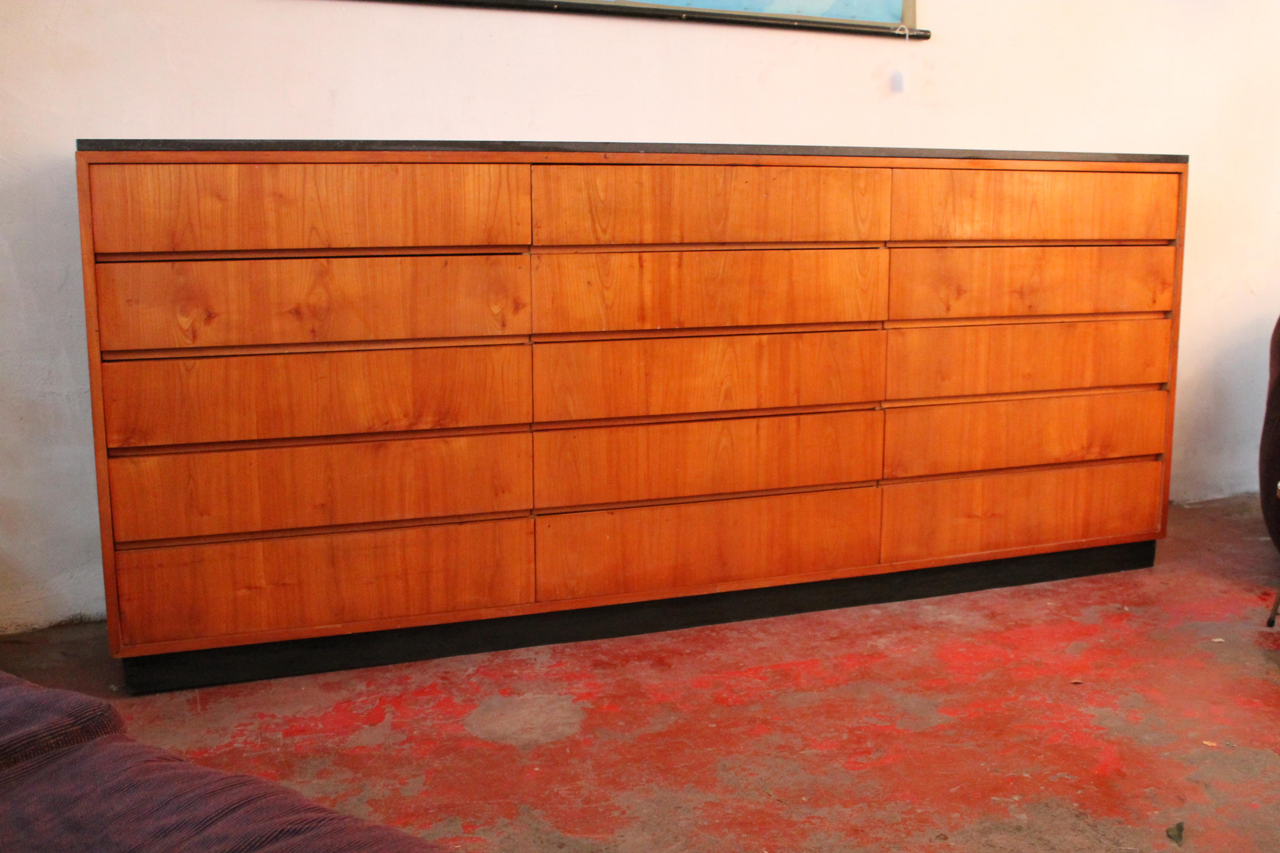 Mid-Century Modern 1950s Chest of Drawers with a Pierre Bleue de Belgique Tablet