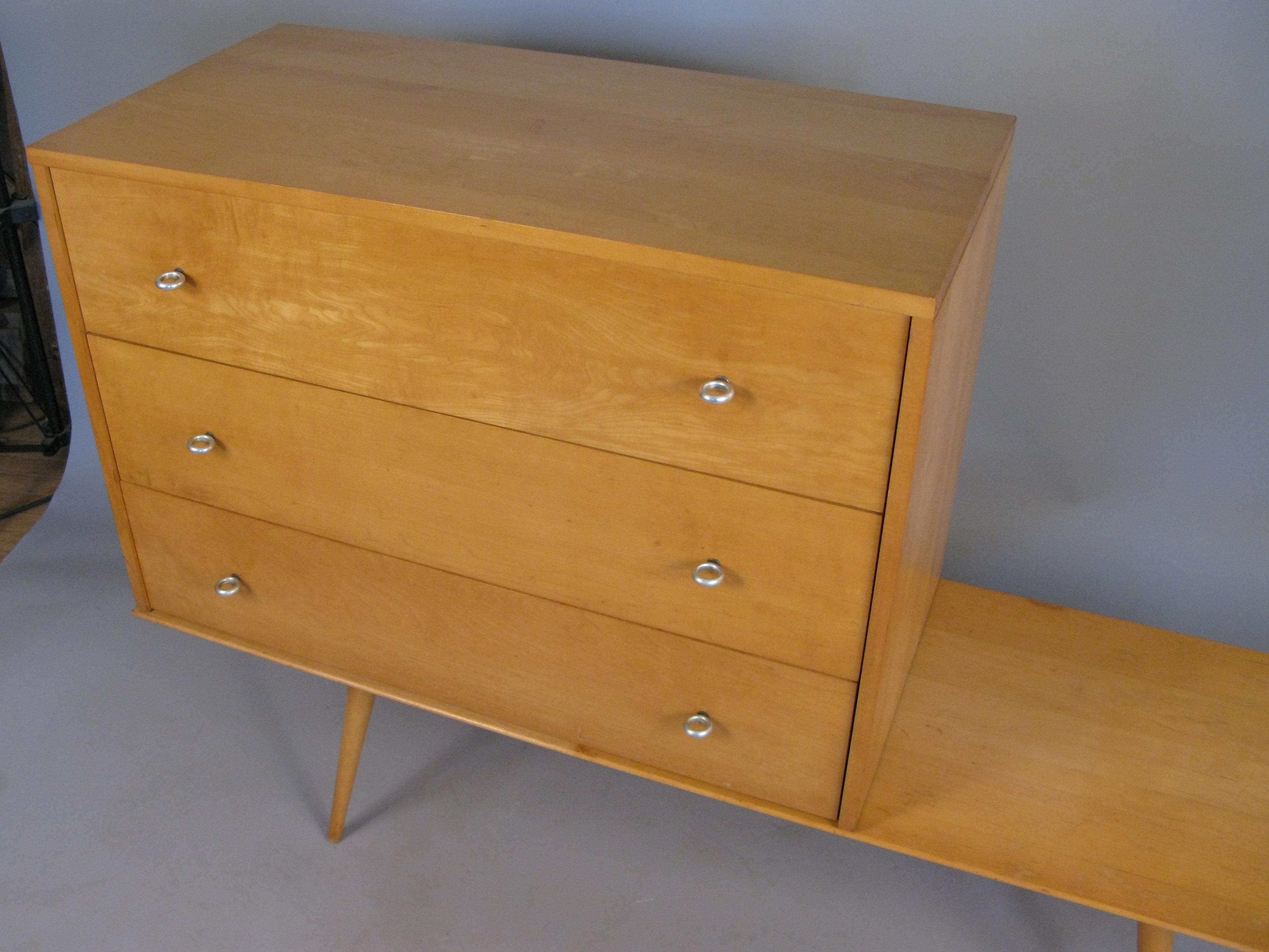 Mid-Century Modern 1950s Chest with Aluminum Pulls by Paul McCobb