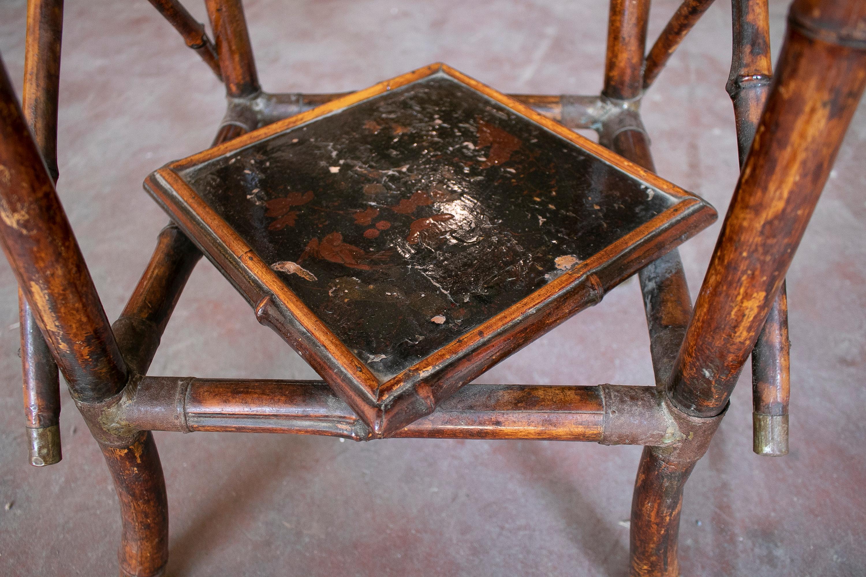 1950s Chinese Bamboo & Bronze Side Table For Sale 8